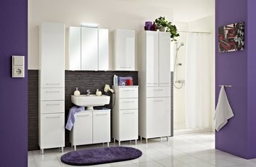 PELIPAL Waschbeckenunterschrank FILO, B 60 x H 53 cm, Weiß Hochglanz, 2 Türen mit Türdämpfer, Wandmontage