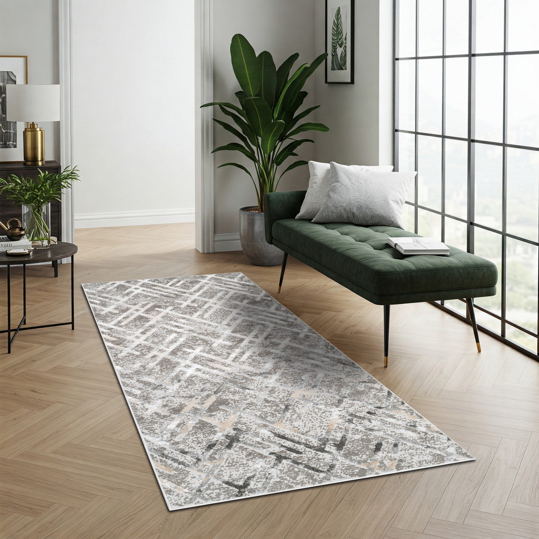 Tapiso Läufer CRYSTAL, rechteckig, Höhe: 8 mm, Langer Korridor-Läufer Schimmereffekt, pflegeleicht, Flur Schlafzimmer