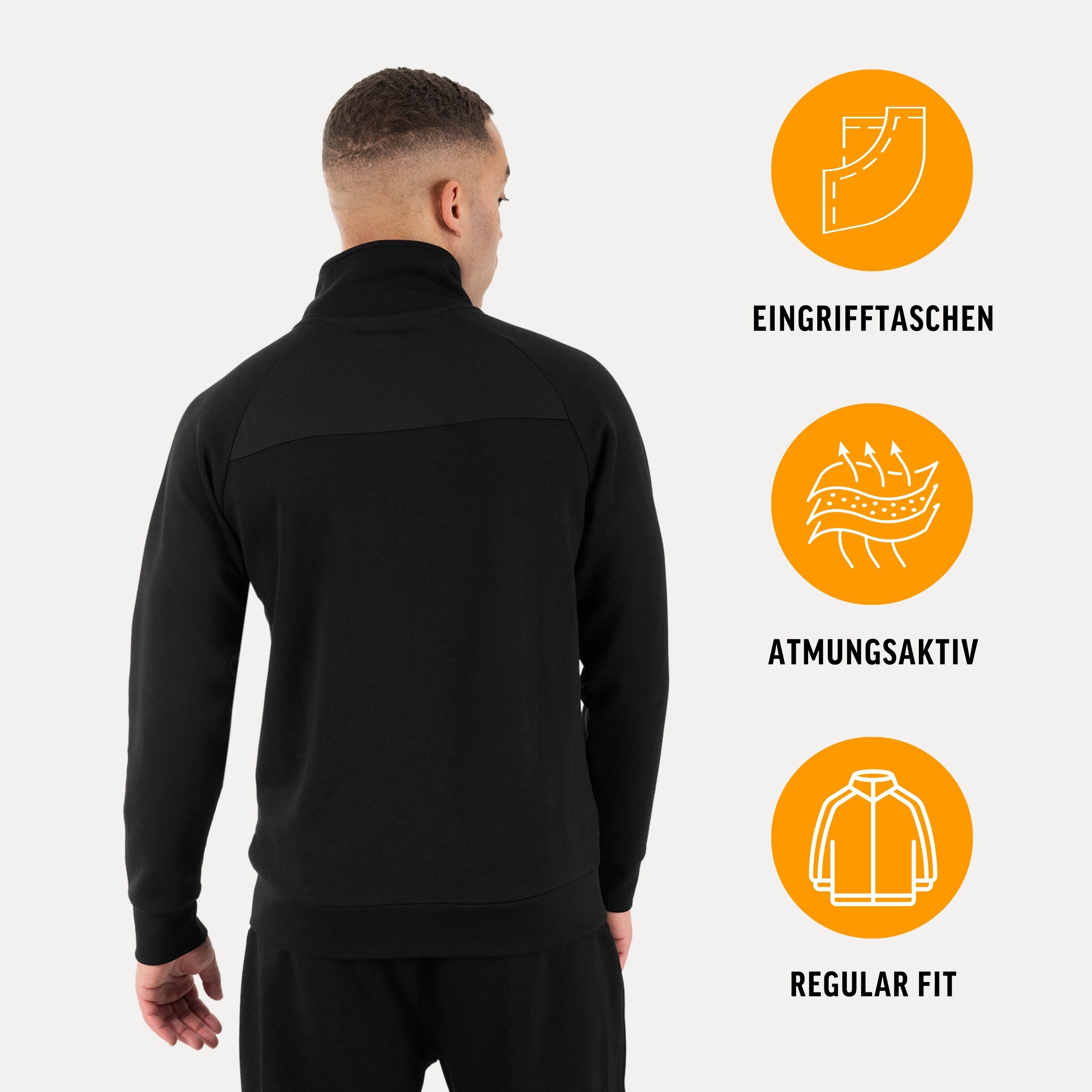 Smilodox Outdoorjacke Denzo Herren, Trainingsjacke, Fitness, Zip Jacke, Activewear Mesh Einsätze, Soft Touch, Zip Taschen, Rippbündchen, Komfort