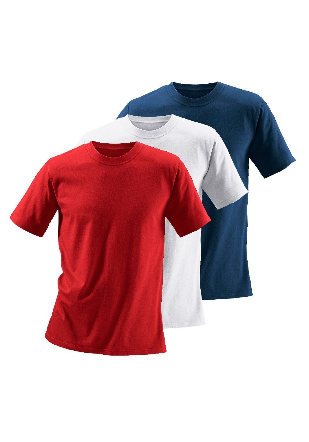 (Packung, Baumwolle Unterziehshirt H.I.S weiß, T-Shirt rot, 3-tlg) perfekt als aus marine