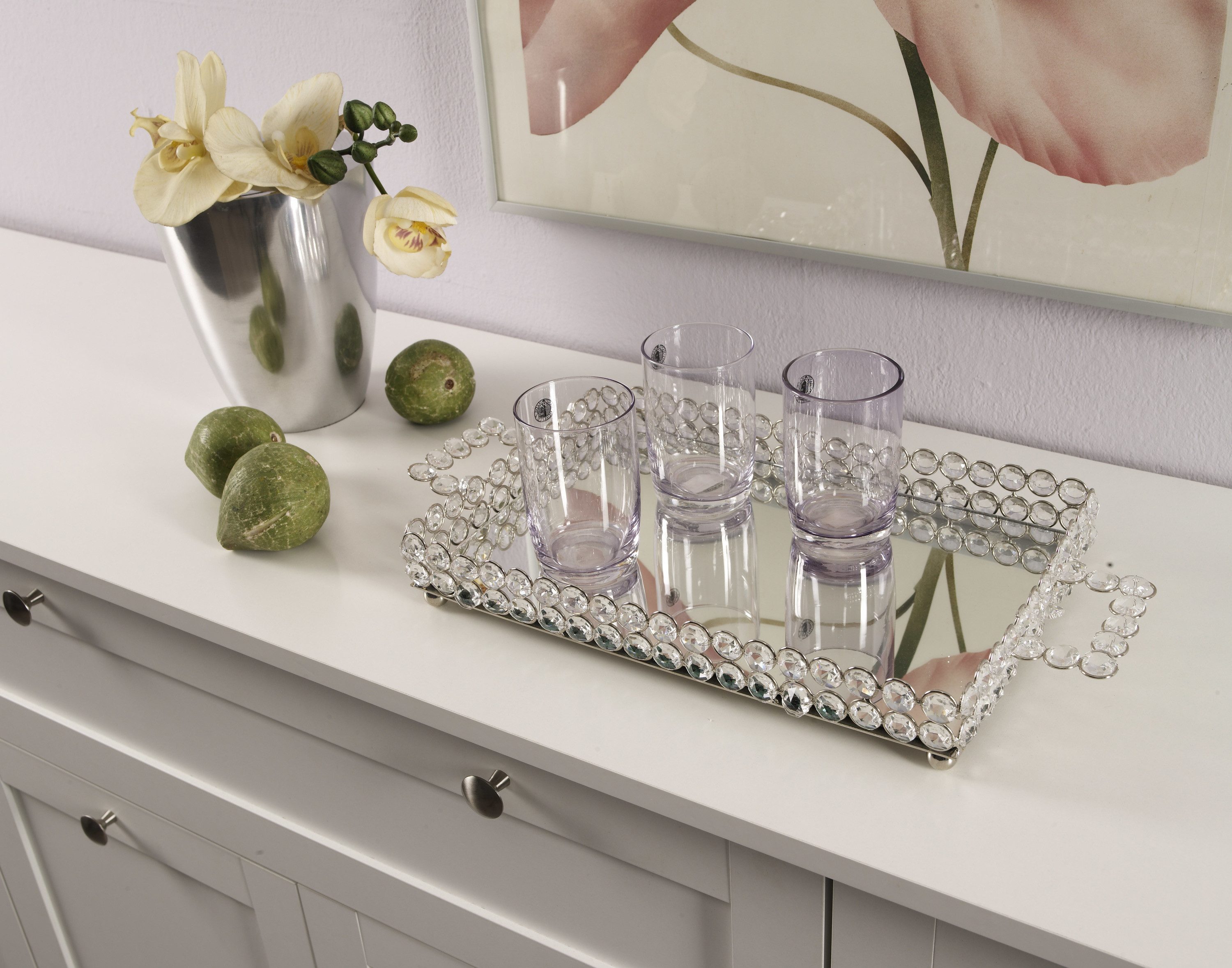 ARTRA Dekoschale Kristallschale Tablett "Vera" Alu Dekoration Rechteckig si günstig online kaufen