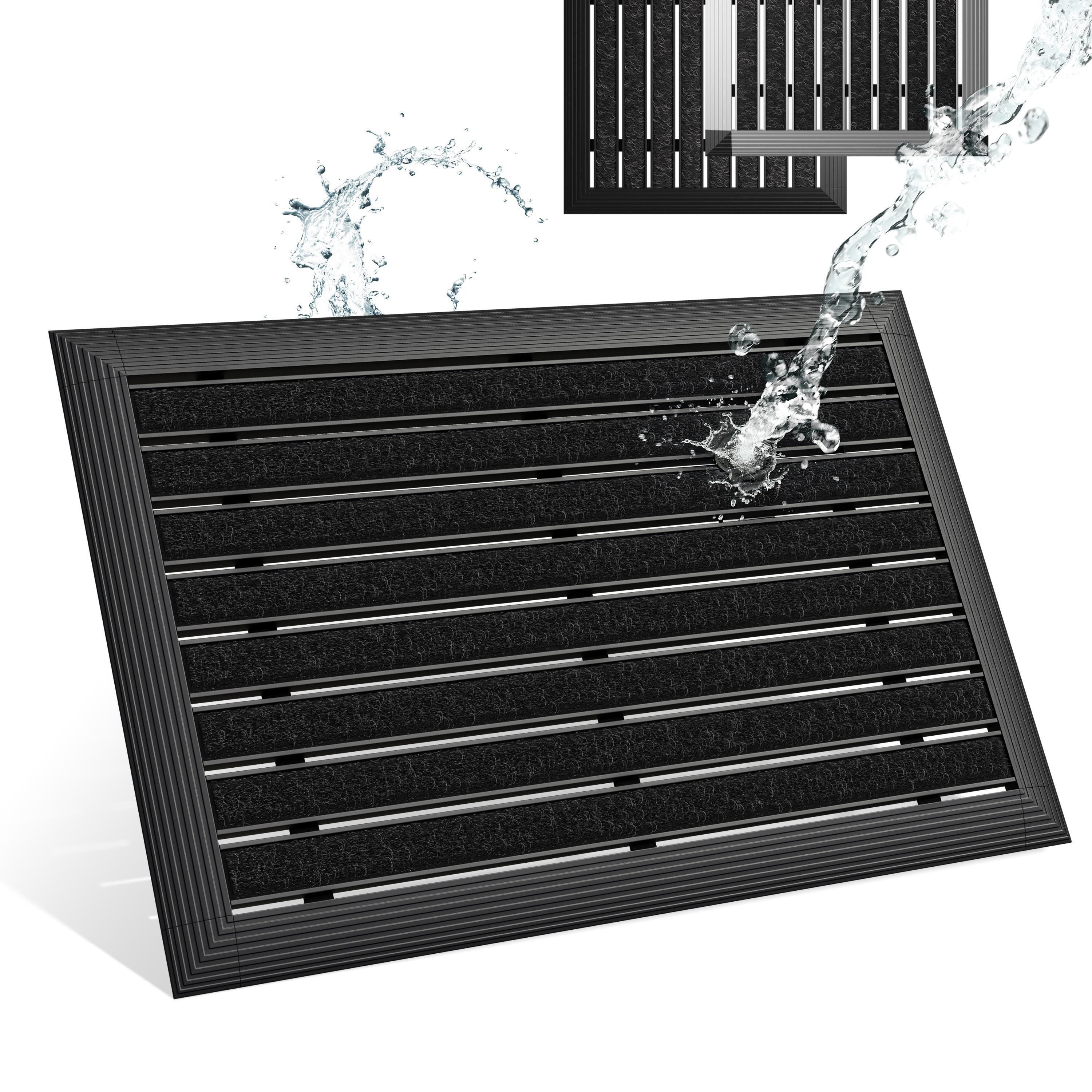 Björn&Schiller Fußmatte Türmatte außen mit Aluminiumrahmen, Outdoor wetterfest, Rechteck, Höhe: 17 mm, Aluminium Schuhabstreifer mit Polypropylen-Fasern