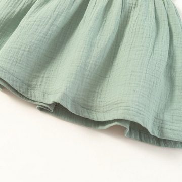 suebidou Midirock Zauberhafter Baumwollrock für Mädchen in Grün unifarbener Musslinrock