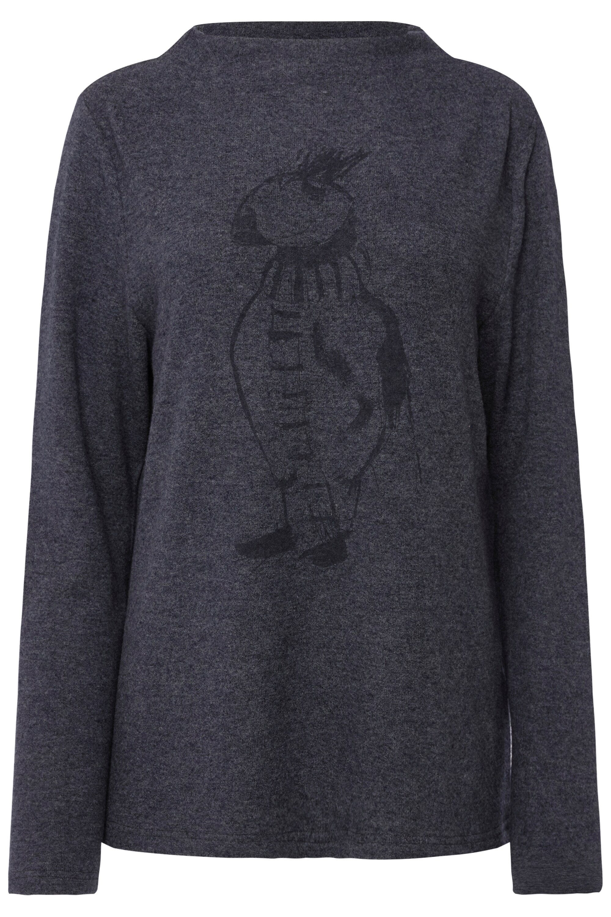 Laurasøn Sweatshirt Sweatshirt Vogel-Print Stehkragen Langarm günstig online kaufen