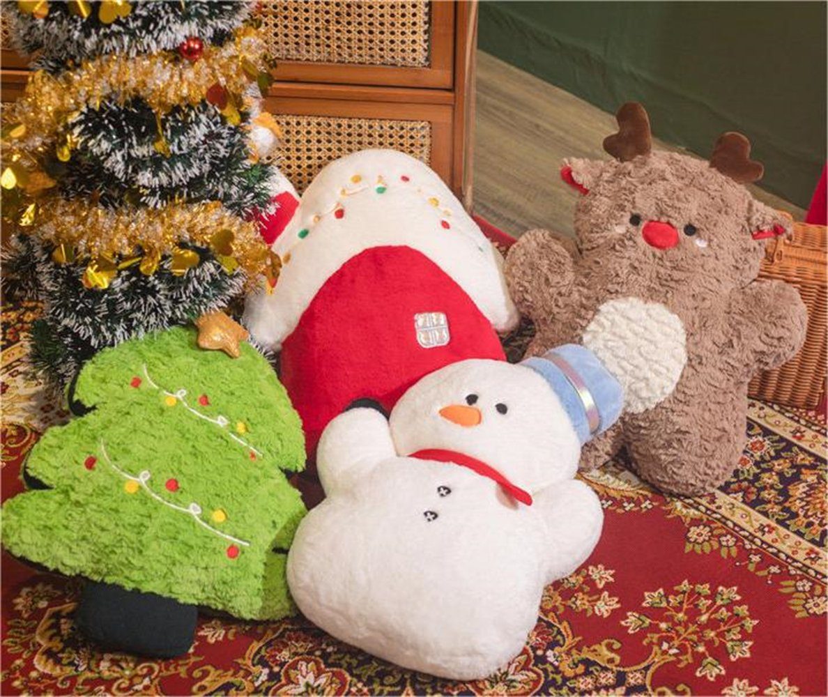 Rouemi Dekokissen Weihnachtspuppe Kissen, Schneemann Plüschtier Grün Weihnachtsgeschenk