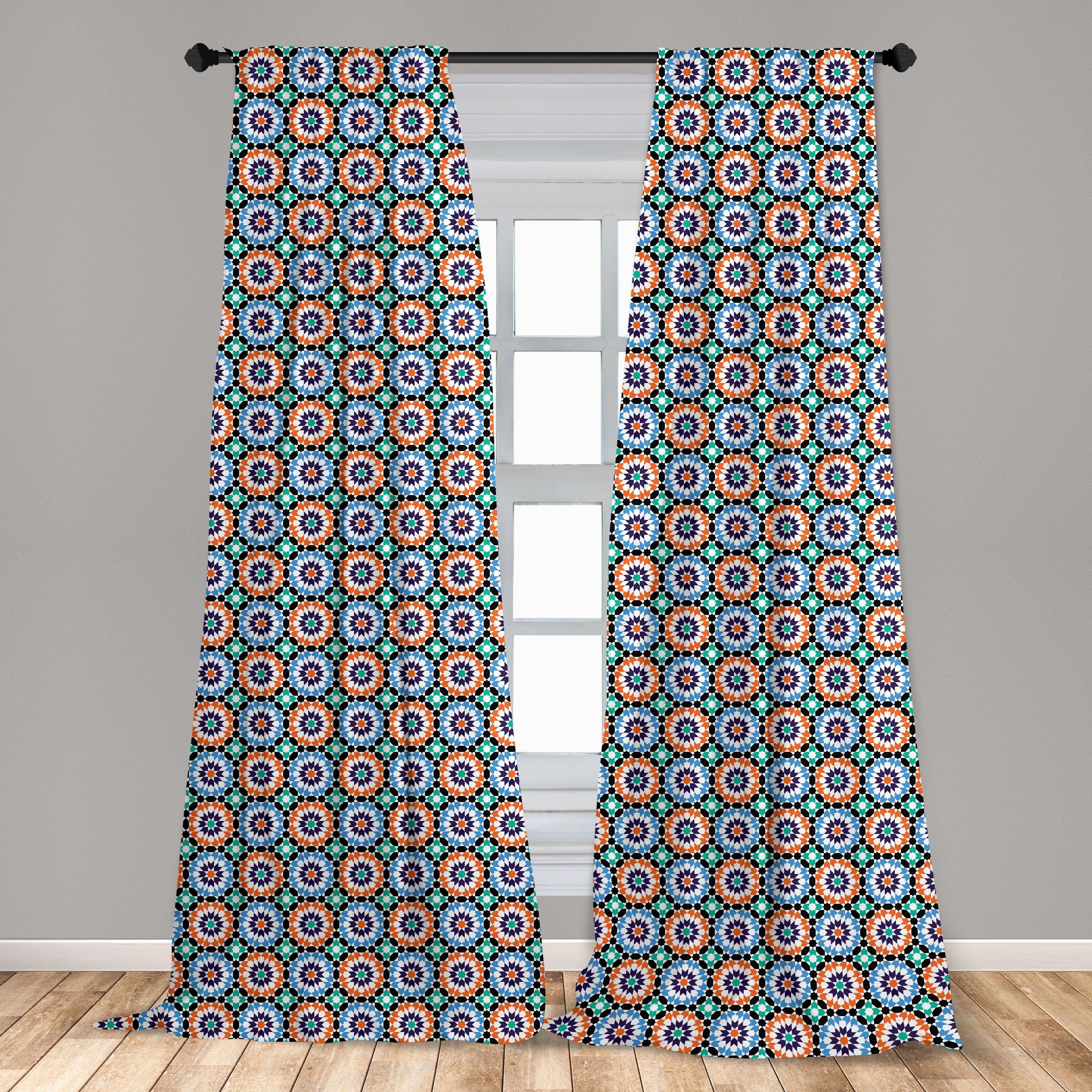 marokkanisch Dekor, Mosaik-Kreisauslegung Abakuhaus, Wohnzimmer für Schlafzimmer Gardine Microfaser, Vorhang