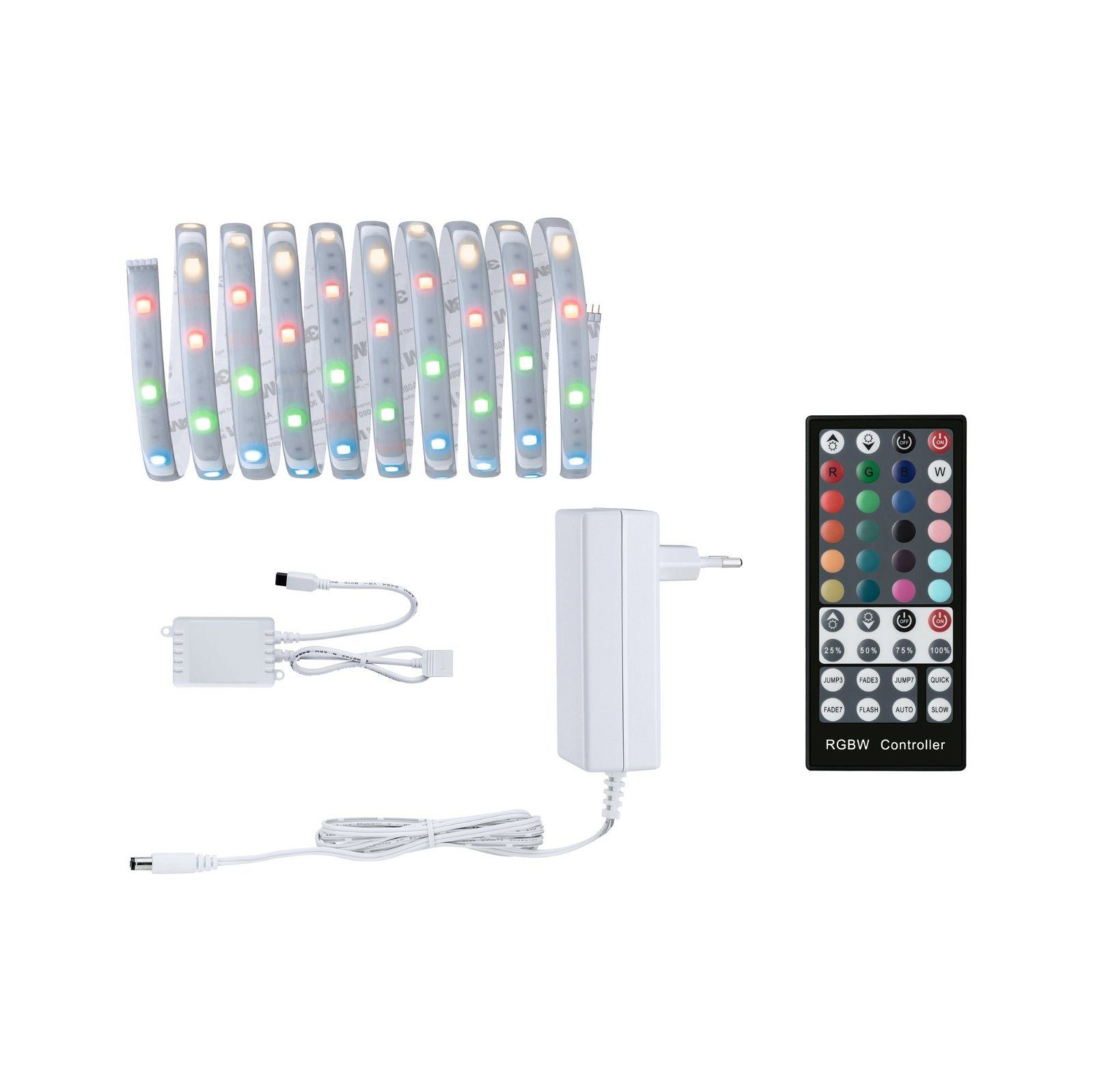 Silber Stecksystem RGBW Lichtband-Montage 3000K, 36VA Paulmann 250 MaxLED problemlosen Einfaches Basisset IP44 LED-Streifen zur Cover 20W 230/24V Kunststoff, 3m 1-flammig,