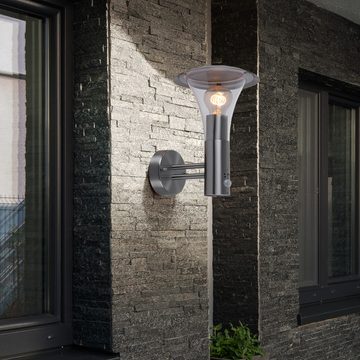 smartwares Außen-Wandleuchte, Leuchtmittel nicht inklusive, Außenleuchte Wandlampe mit Bewegungsmelder Edelstahl silber L 30,5 cm
