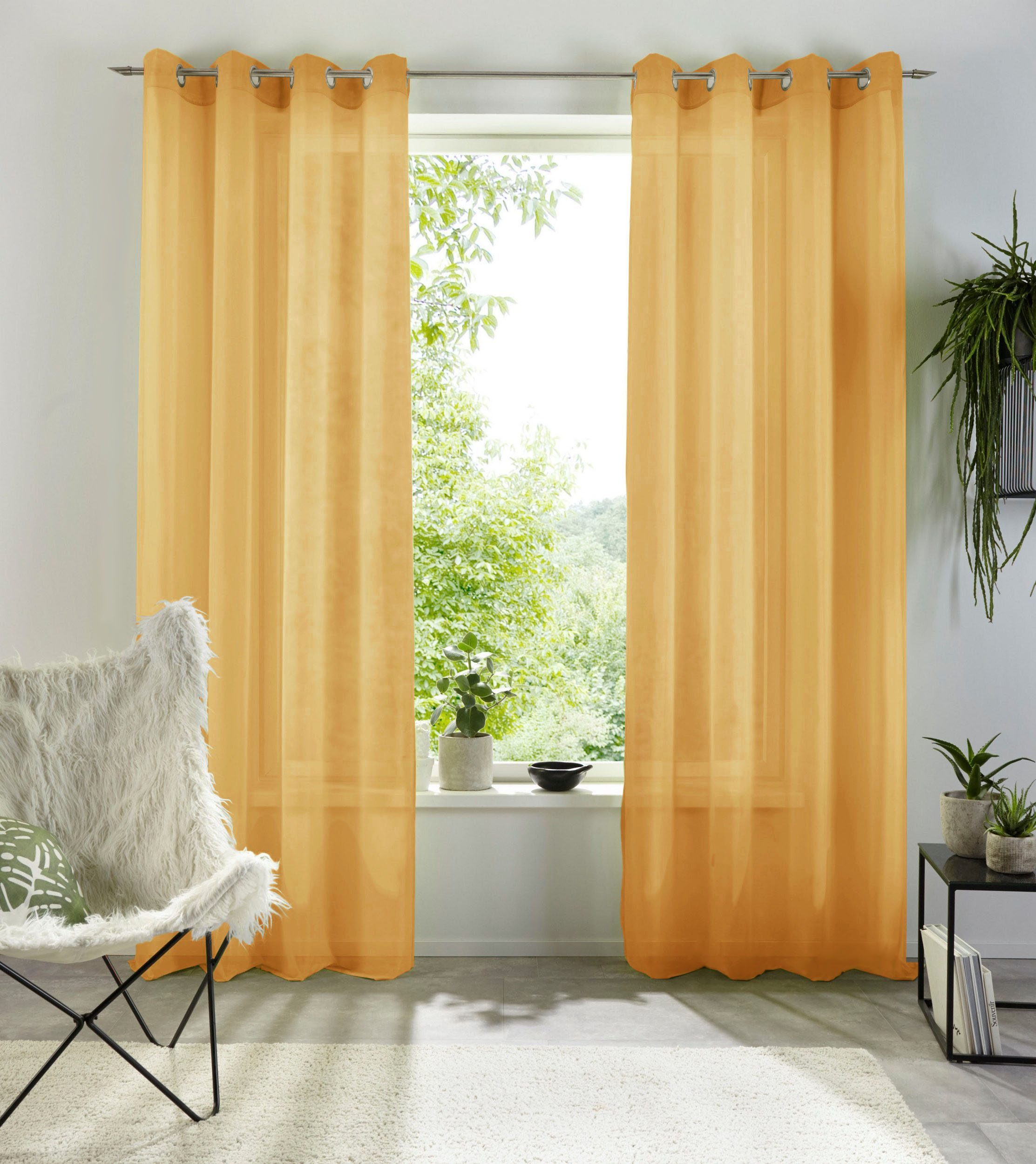 Gardine XANA, my home, Ösen (1 St), transparent, Polyester, Voile, Bestseller, einfarbig, 1 Schal, pflegeleicht, unifarben