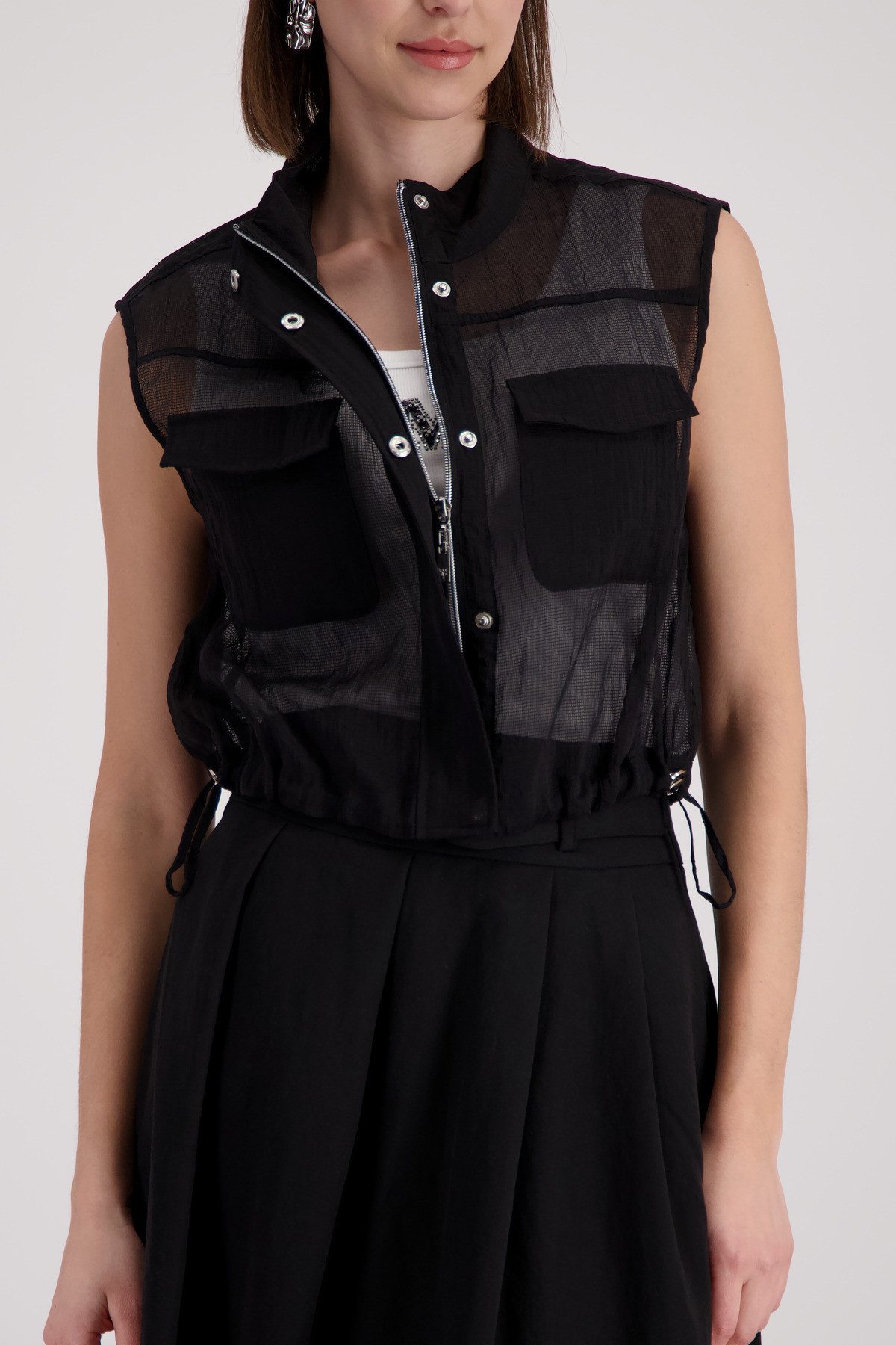 Monari Kurzweste Regular fit mit Netzstruktur