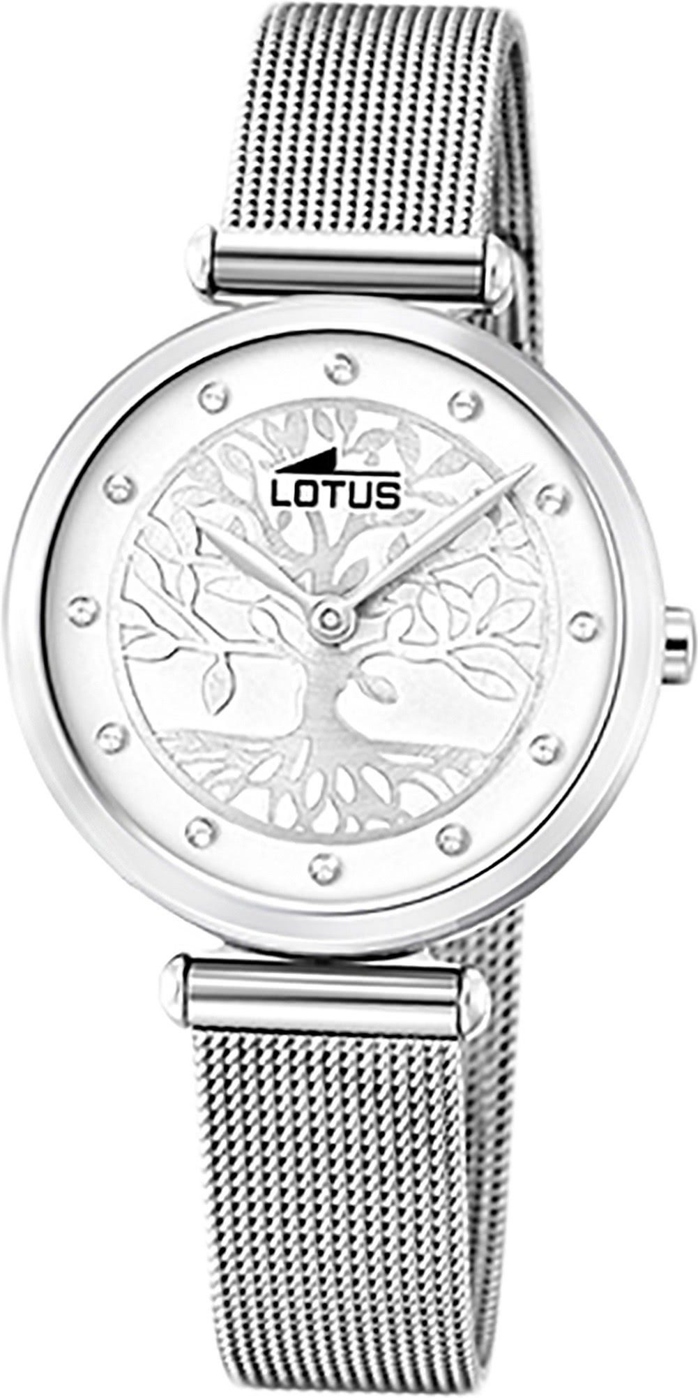 Lotus Quarzuhr LOTUS Edelstahl Damen Uhr 18708/1, Damenuhr mit Edelstahlarmband, rundes Gehäuse, klein (ca. 29mm), Fashi