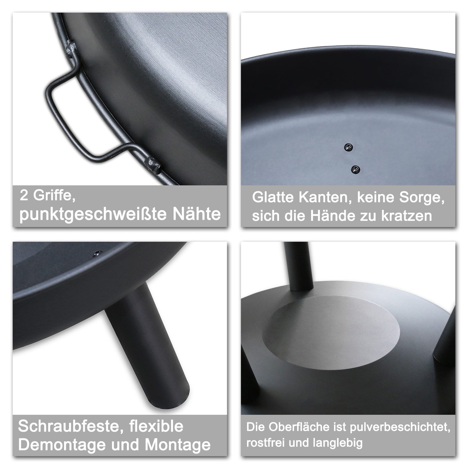 Clanmacy Fire Bowl, Garden Fire Pit with Hole, Heater, Anti-Rust Feet, 80 cm