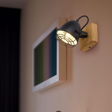 etc-shop Wandleuchte, Leuchtmittel nicht inklusive, Wandlampe Schlafzimmer Bettlampe Retro Leselampe Holz