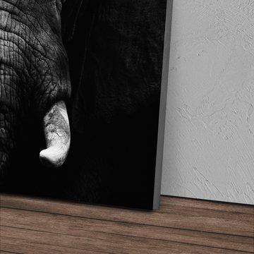 Sinus Art Leinwandbild 120x80cm Wandbild auf Leinwand Tierfotografie Elefant Schwarz Weiß Kun, (1 St)