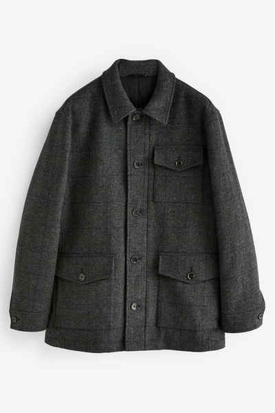 Next Wollmantel Karierter Mantel mit drei Taschen (1-tlg)
