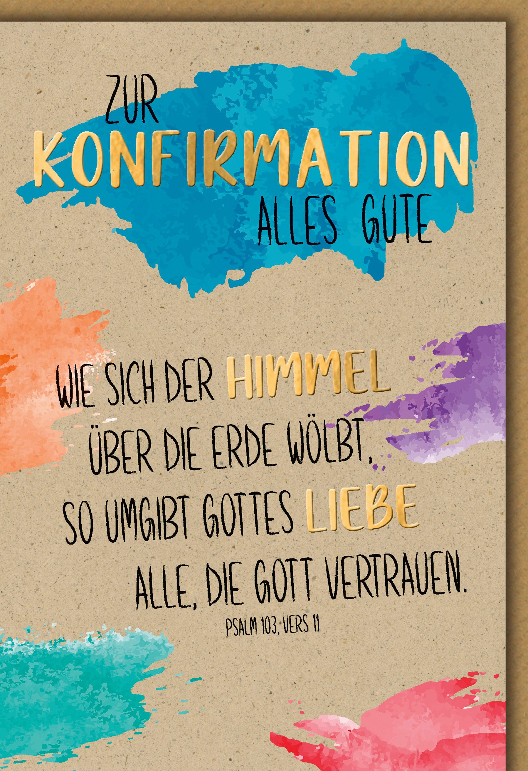 Verlag Dominique Grußkarten Konfirmation Karte mit Umschlag Farbflecken