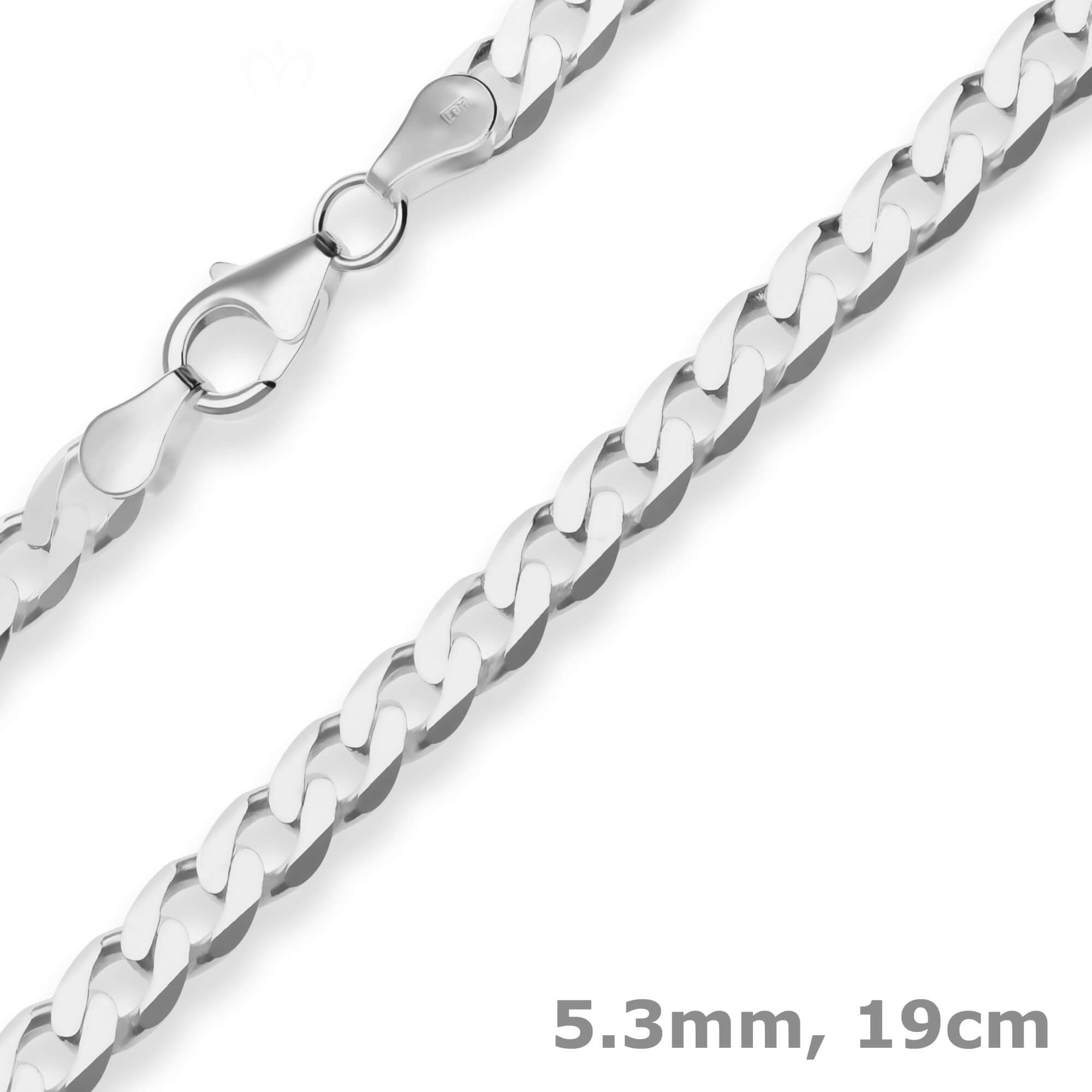 Schmuck Krone Panzerarmband 5,3mm Armband Panzerkette aus 925 Silber 19cm, Silber 925