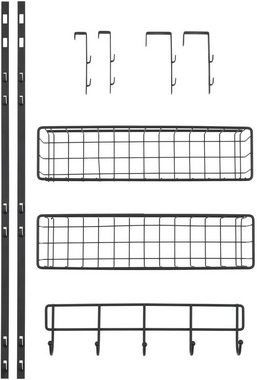 WENKO Türregal, für zus. Stauraum, mit 2 Ablagekörben und 5 Haken, Industrial Style