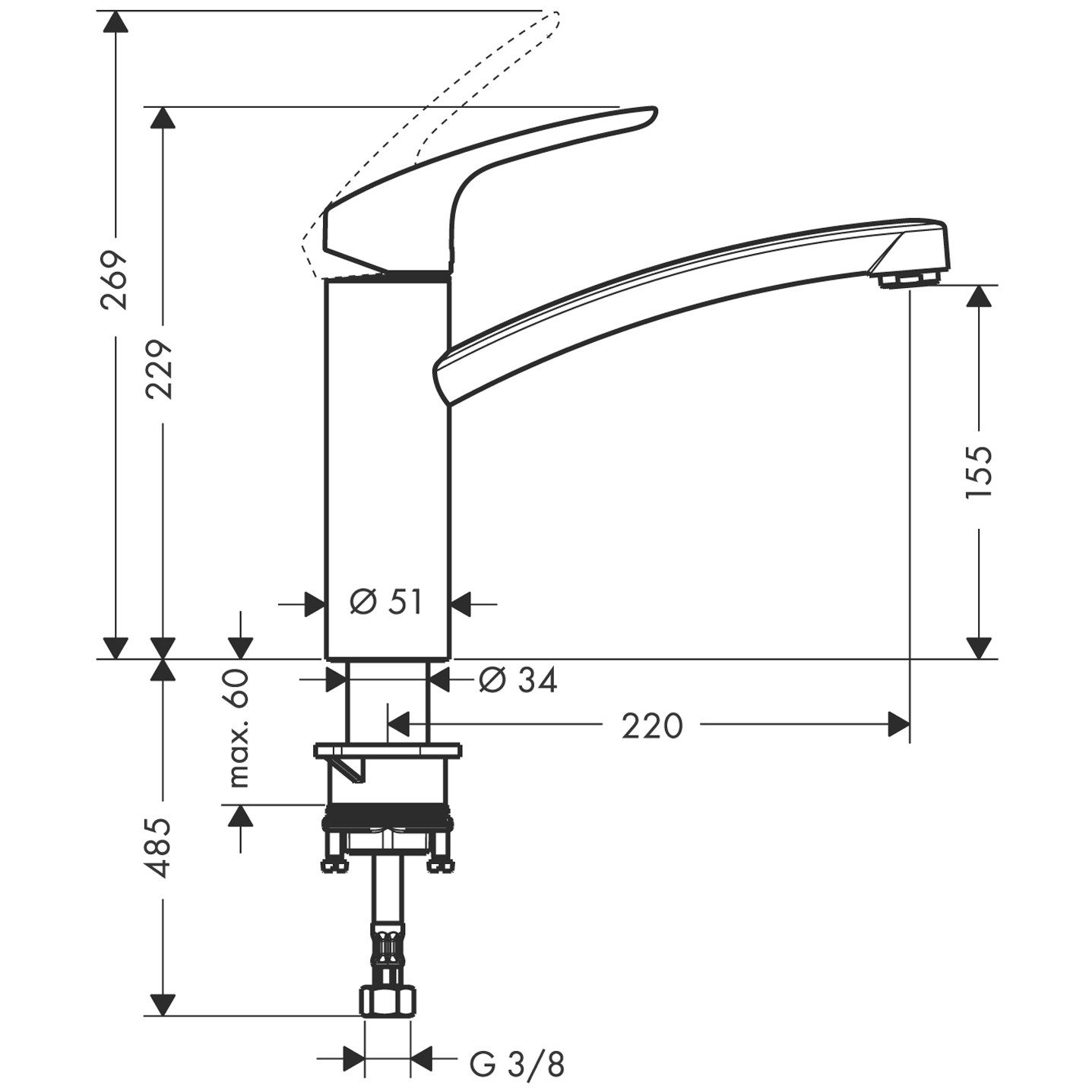Thumbnail - hansgrohe Küchenarmatur Focus M41 Armatur Wasserhahn Einhebel-Küchenmischer 160 Chrom