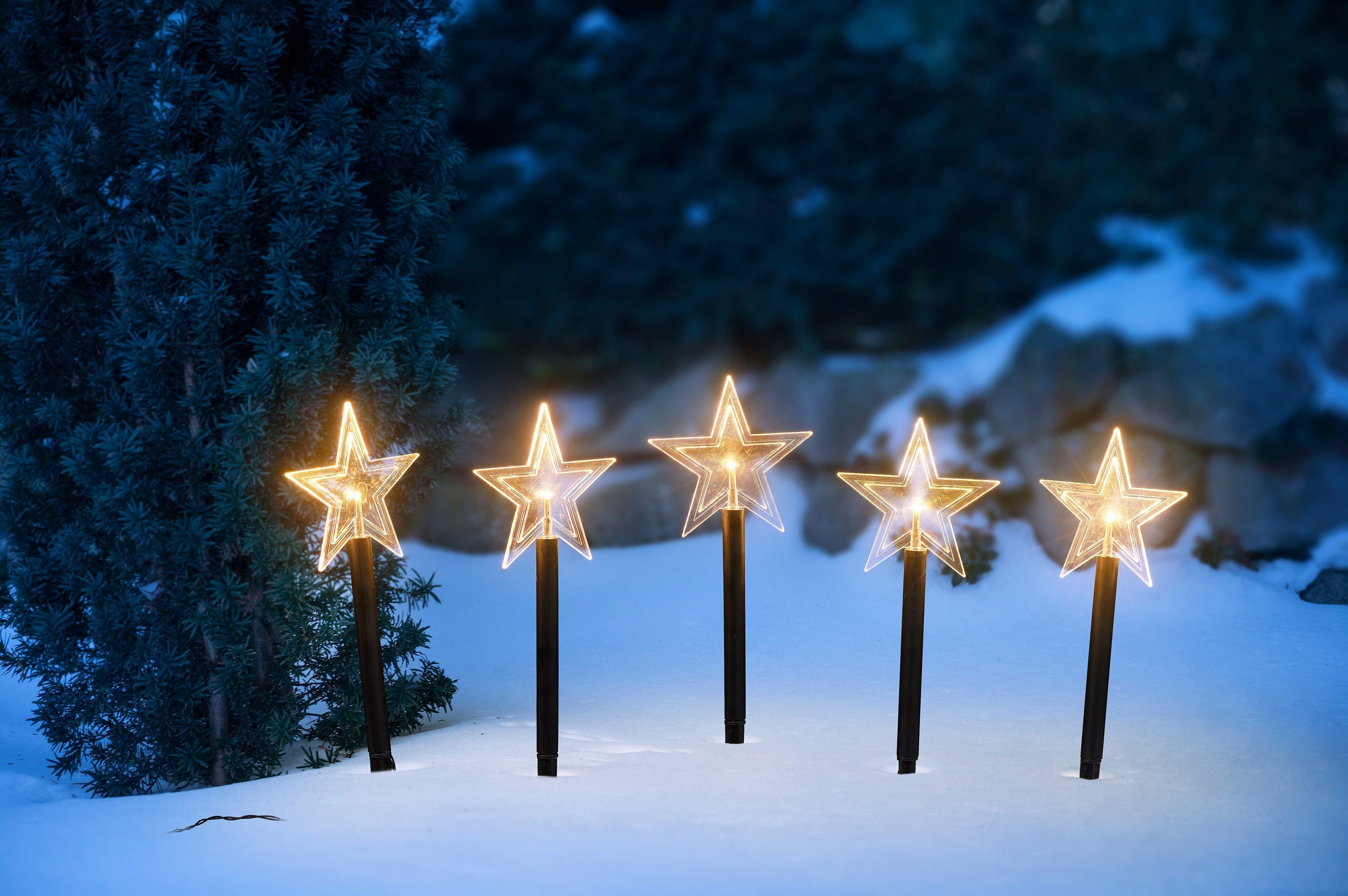 IC Winterworld LED Stern Weihnachtsstern, Weihnachtsdeko, Gartenstecker mit  Timerfunktion, für den Innen- und Außenbereich, Mit Timerfunktion (6  Stunden EIN / 18 Stunden AUS / 6 Stunden EIN /