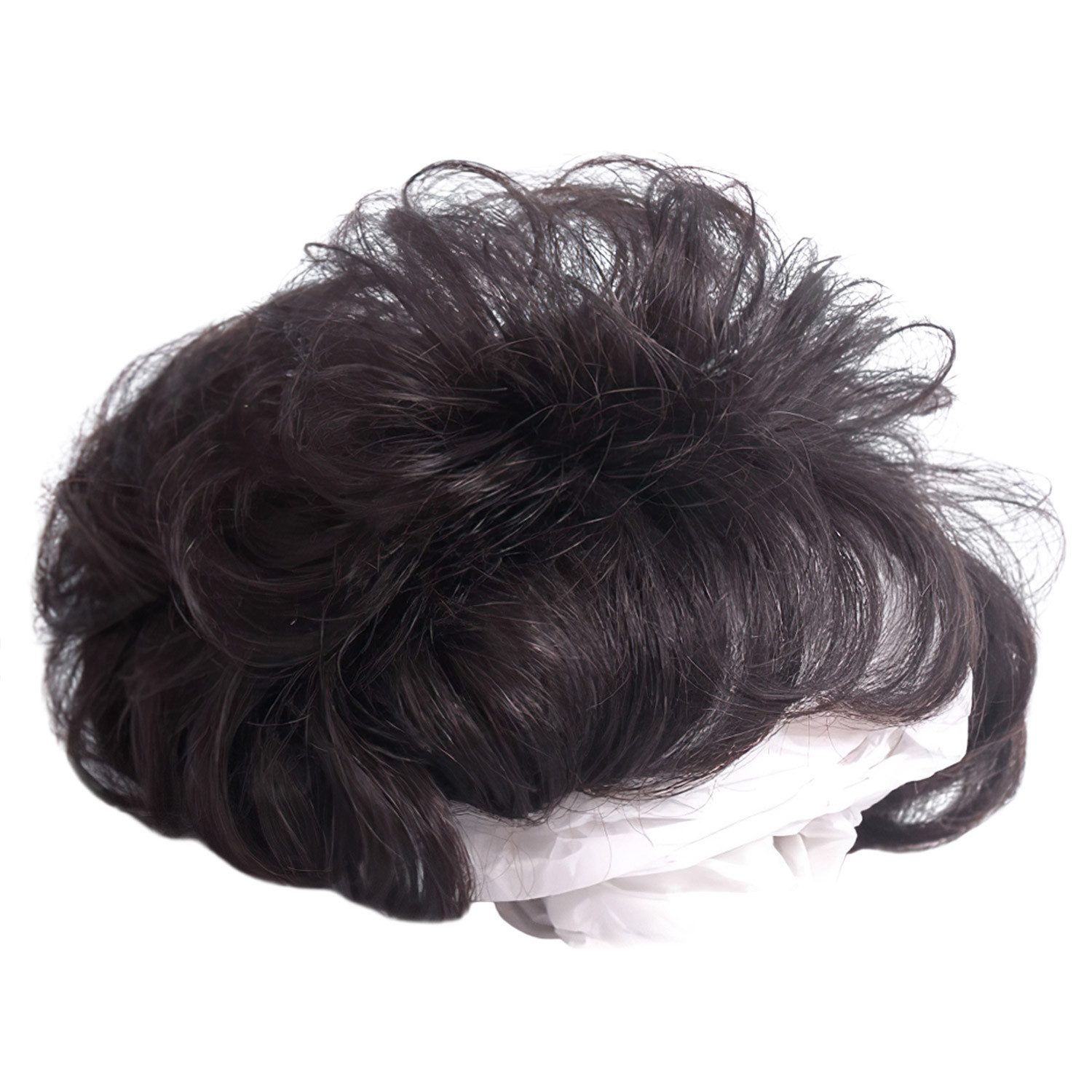 Refttenw Echthaar-Extension Clip in Extensions Echthaar, Lockiger Toupet, Haarteile mit Pony, Haarverdichtung