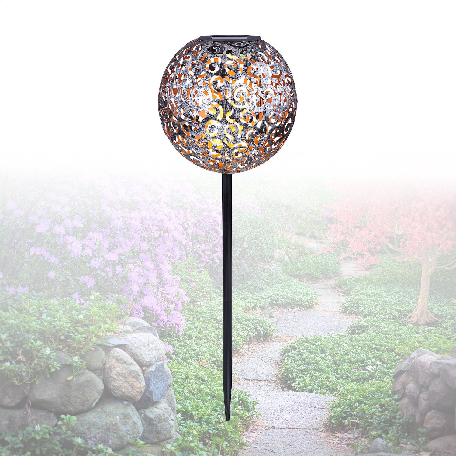 Globo LED Solarleuchte GLOBO Solarleuchte Garten Kugel Erdspieß