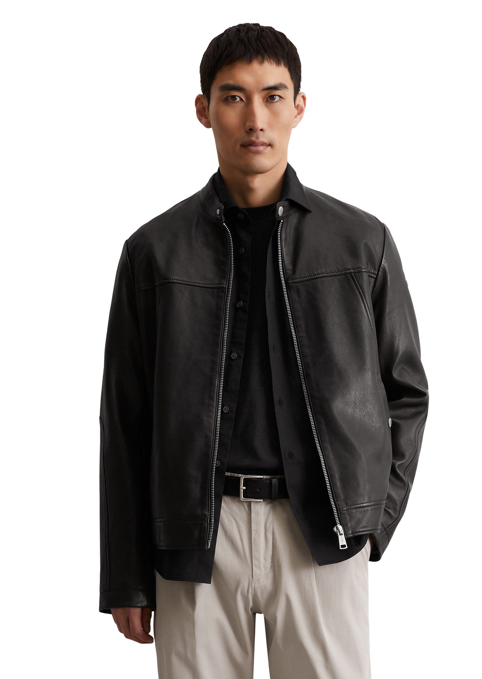 Marc O'Polo Lederjacke im Biker-Stil, kleiner Stehkragen, aus Lammleder günstig online kaufen