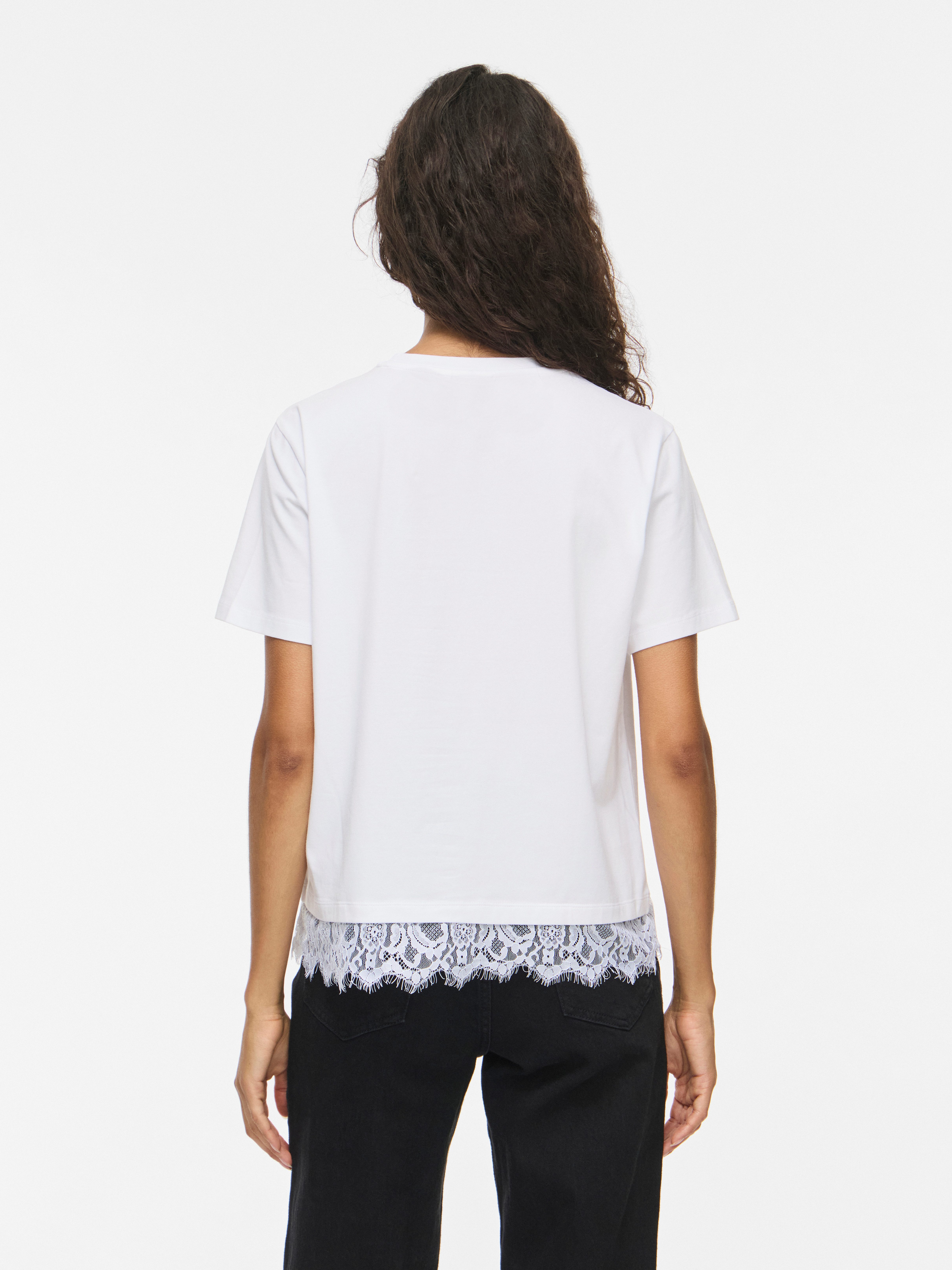 Vila Spitzenshirt VINORA S/S LACE T-SHIRT - NOOS Baumwollmischung, regular fit, mit Spitze – Bild 2 von 5