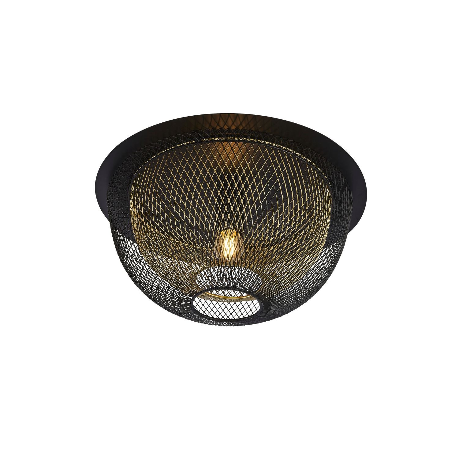 Licht-Erlebnisse Deckenleuchte LUCIA, ohne Leuchtmittel, in Schwarz Gold E27 D: 40 cm Metall Modern Wohnzimmer