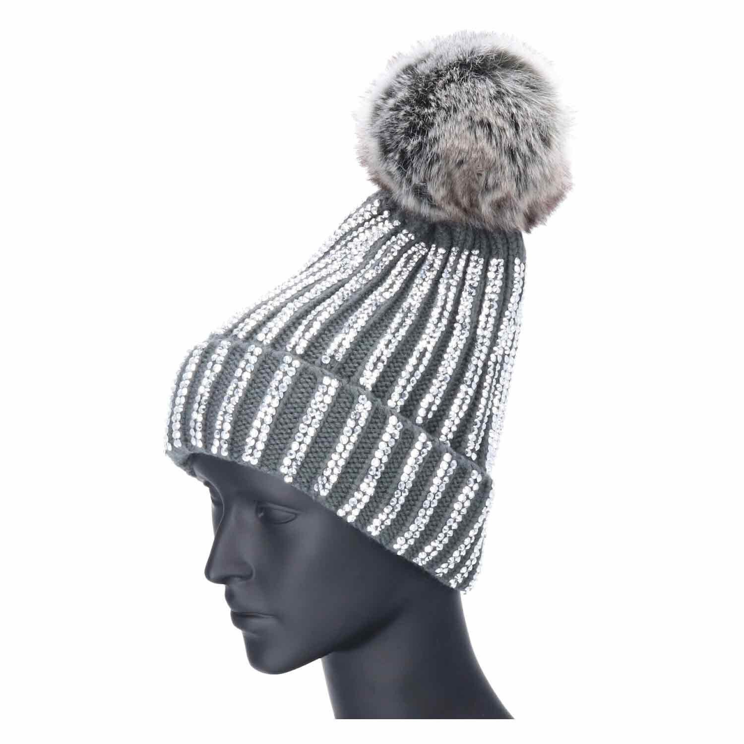 Antonio Strickmütze Antonio Strick Mütze Beanie mit Bommel und Pailletten d günstig online kaufen