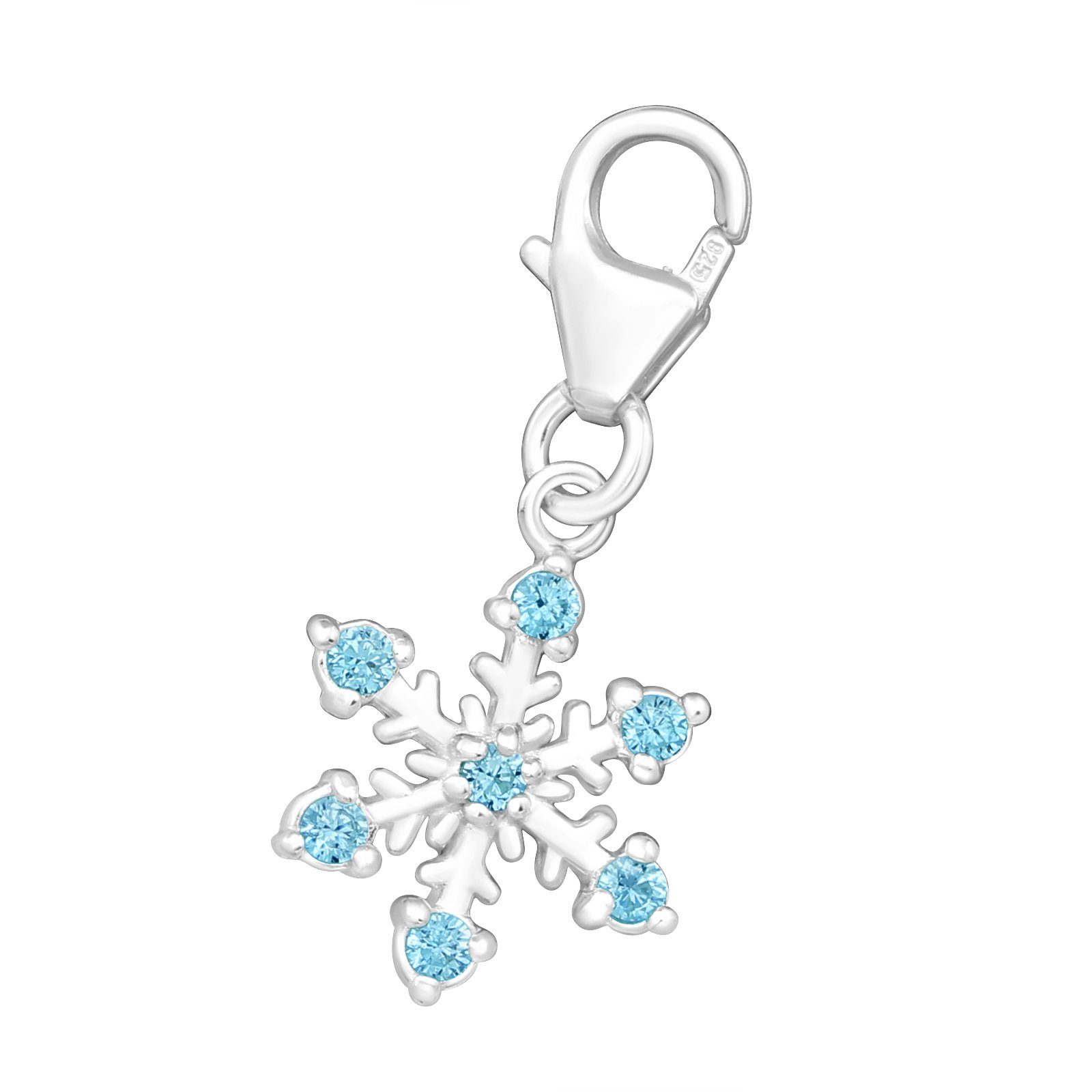 Charm/ Kristallen aus 925 Halsketten mit Pendant silberne Schneeflocke Anhänger Anhänger BUNGSA Set blauen (1-tlg),
