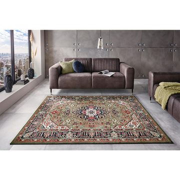 Teppich Orientalischer Kurzflor Teppich Skazar Isfahan Grün, NOURISTAN, rechteckig, Höhe: 9 mm