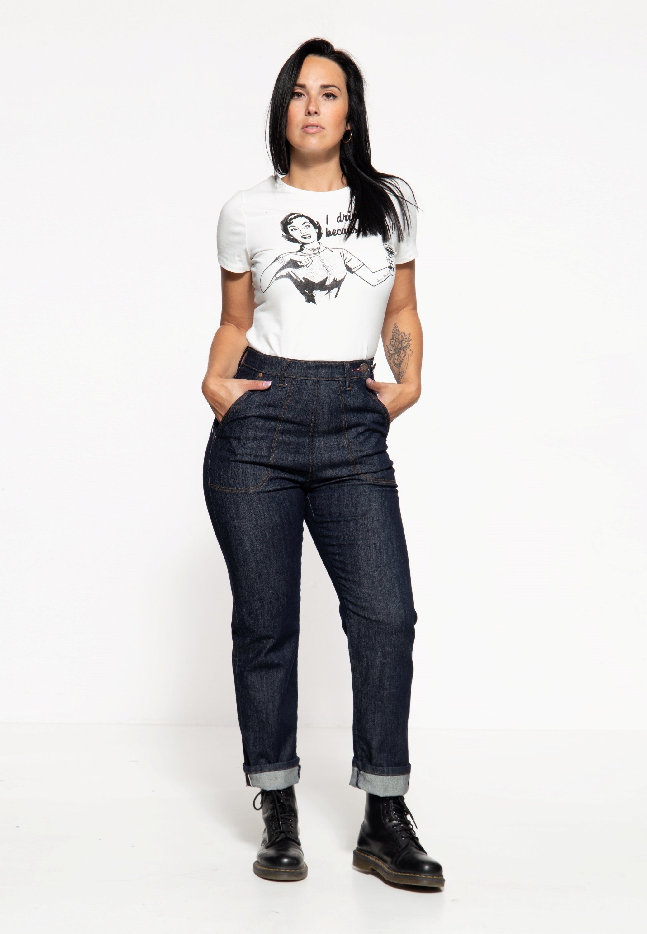 QueenKerosin Straight-Jeans Selvedge-Stil im