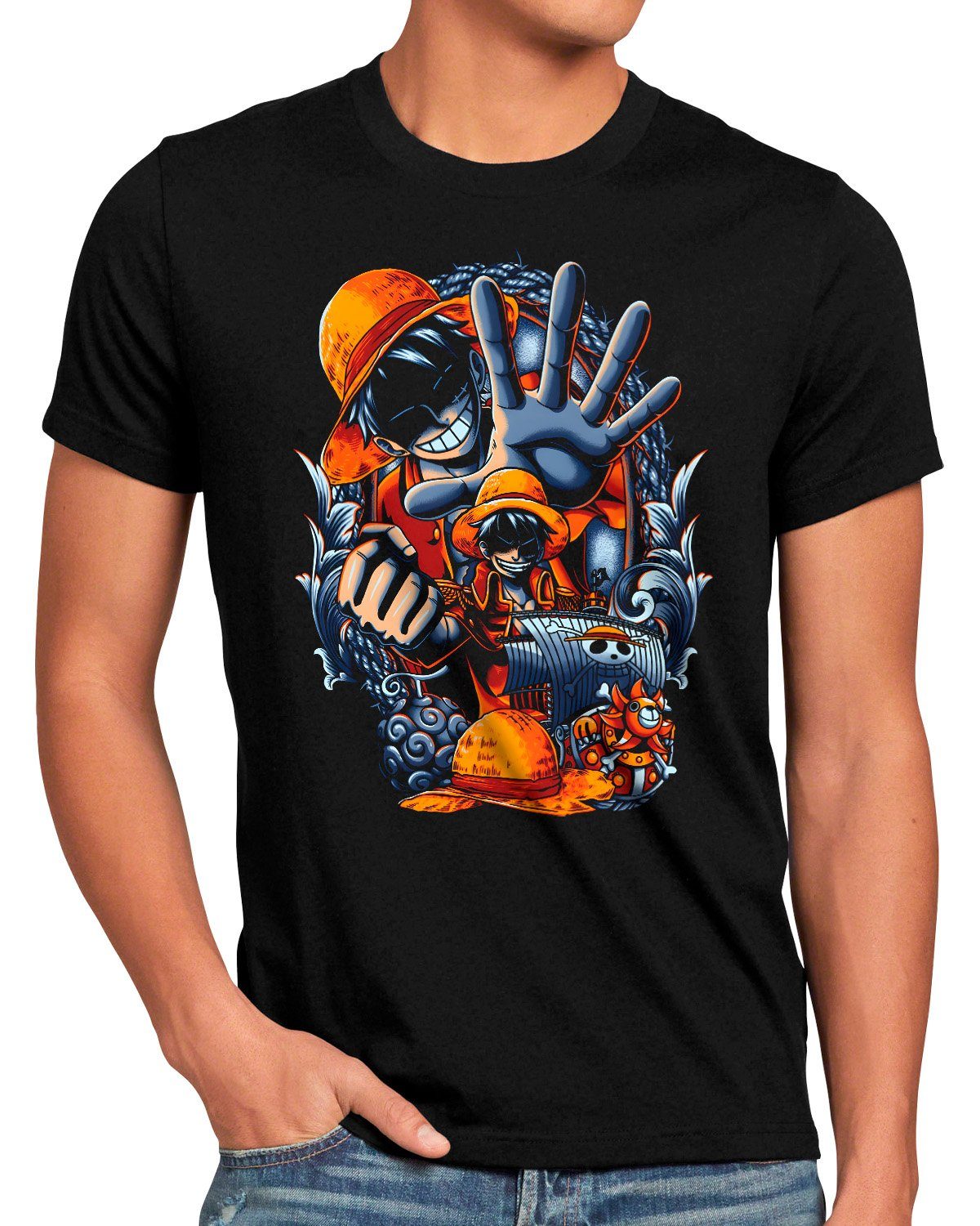 style3 Print-Shirt Herren T-Shirt Buccaneer japan anime luffy manga one piece