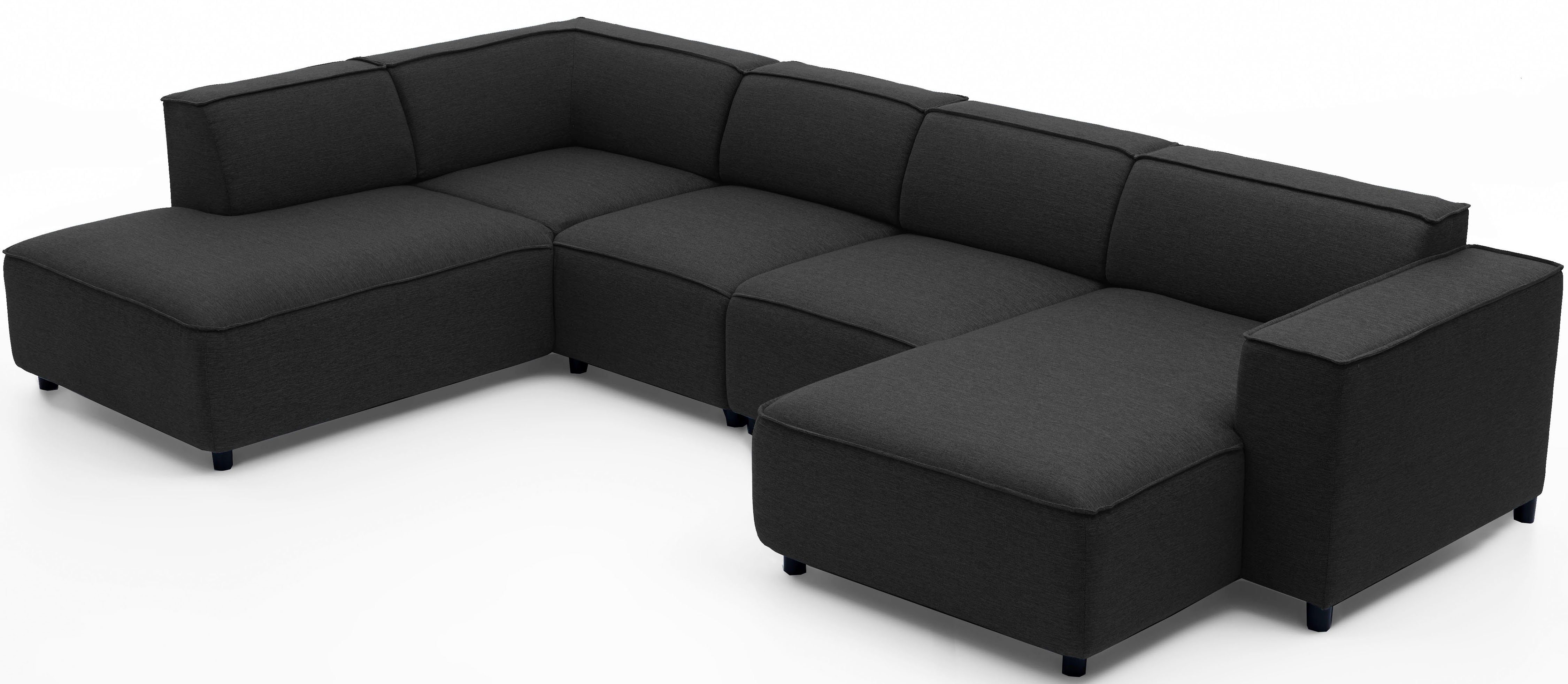 XXL U-Form in anthrazit aufgebaut modular ATLANTIC Bulky, Wohnlandschaft und collection Sitzfläche, home