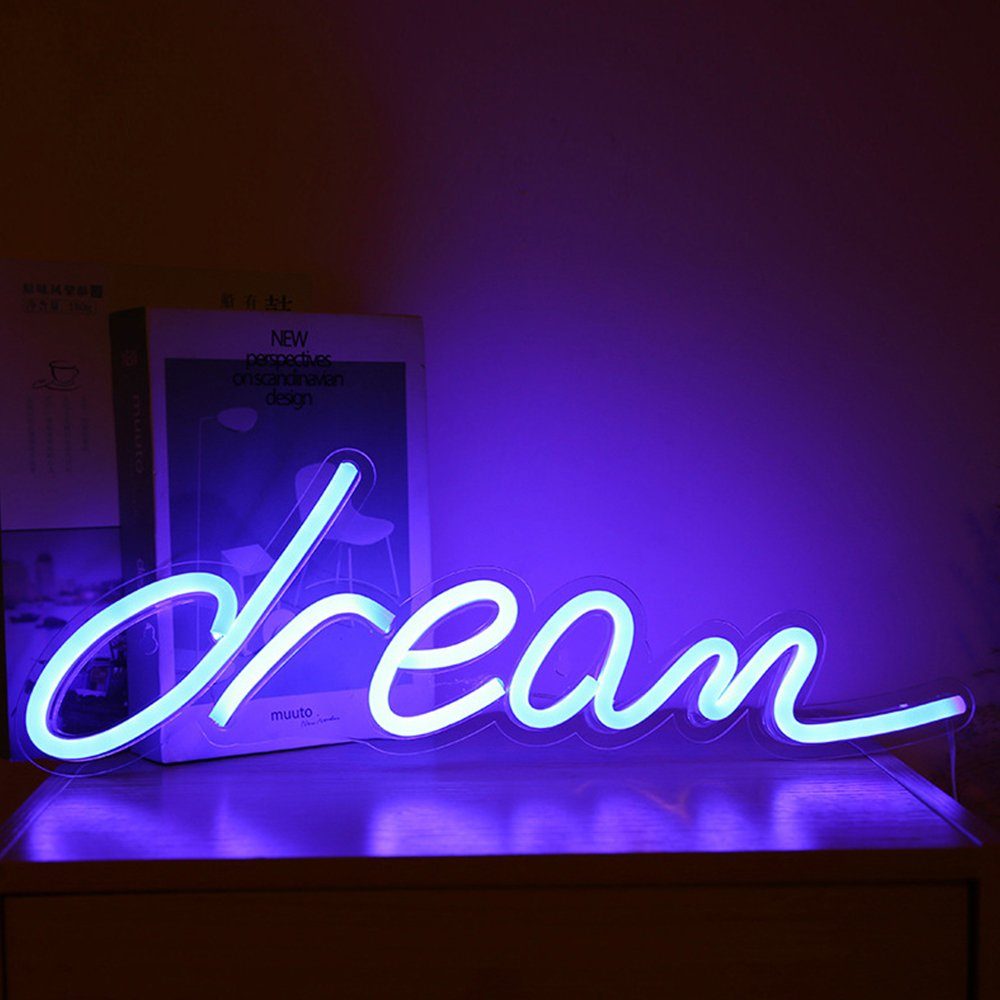 Rosnek LED Dekolicht Neon Lampe,Banane Hello Herz Dream Love,Schlafzimmer Nachtlicht, SMD2835 LED, mit USB transparenter Acrylrückwand