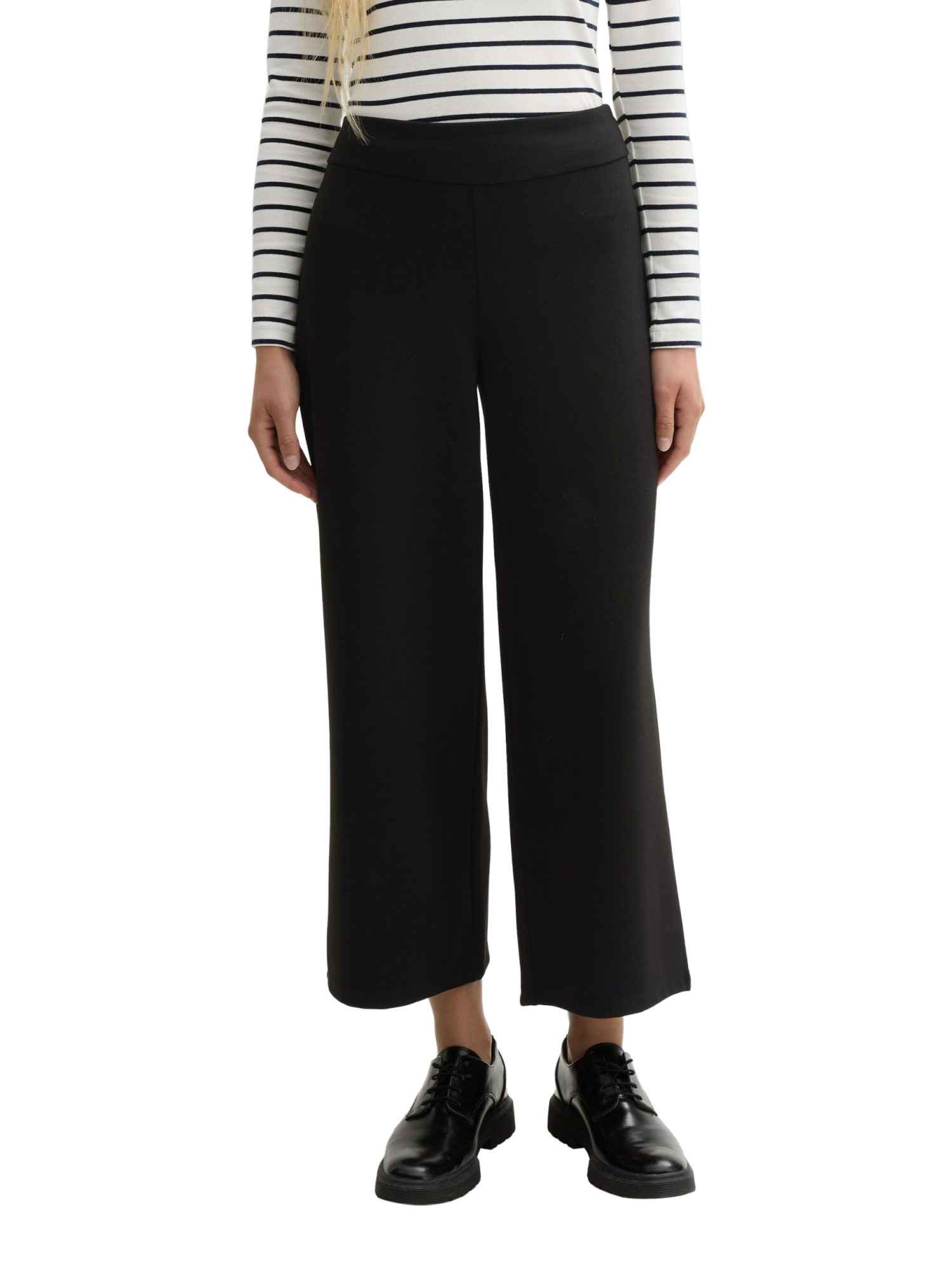 TOM TAILOR 7/8-Hose schwarz, Casual, Polyester, Unifarben, Weit, Hoch