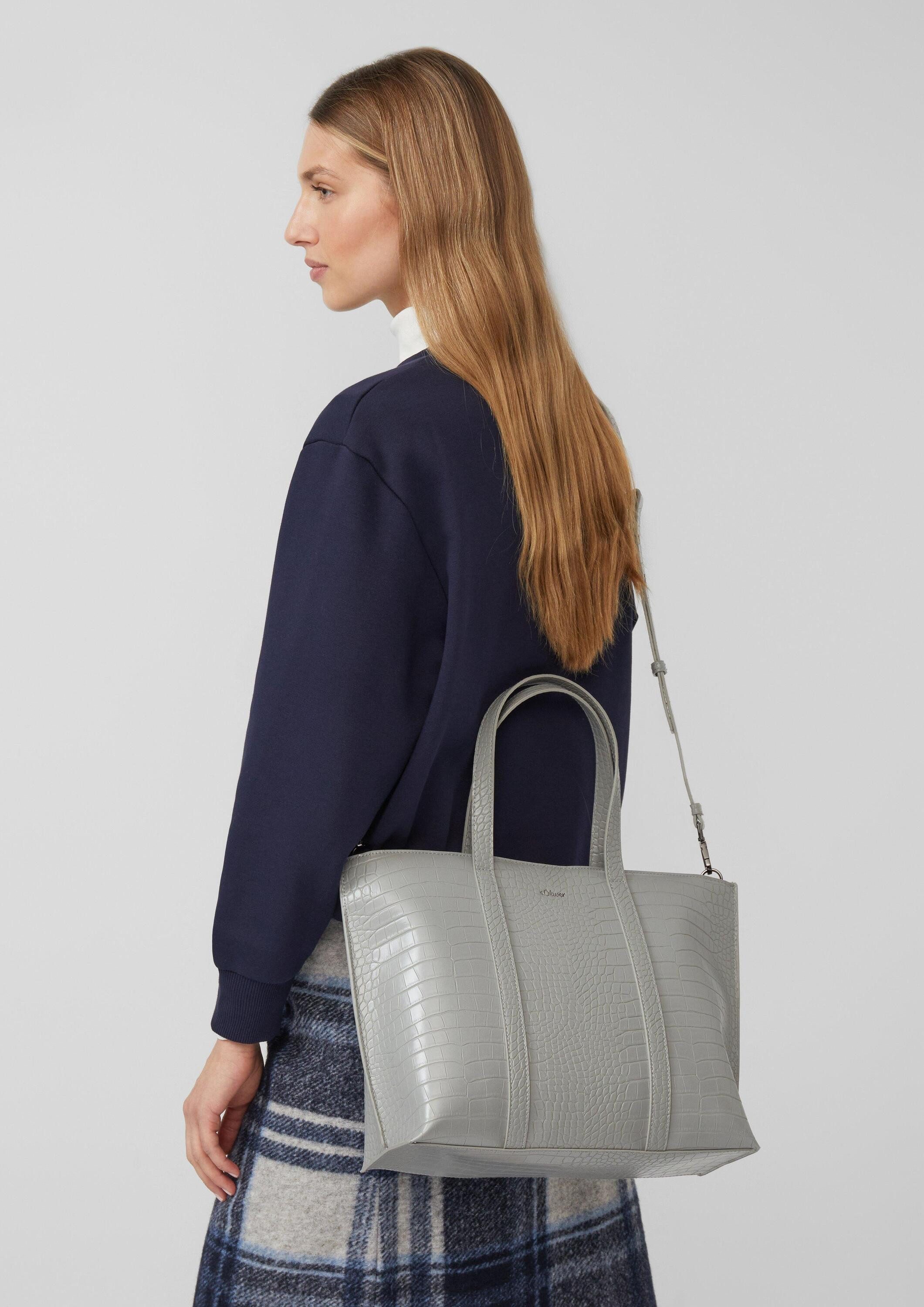 s.Oliver Handtasche Tasche, Geräumiger Shopper aus Lederimitat in Kroko-Optik