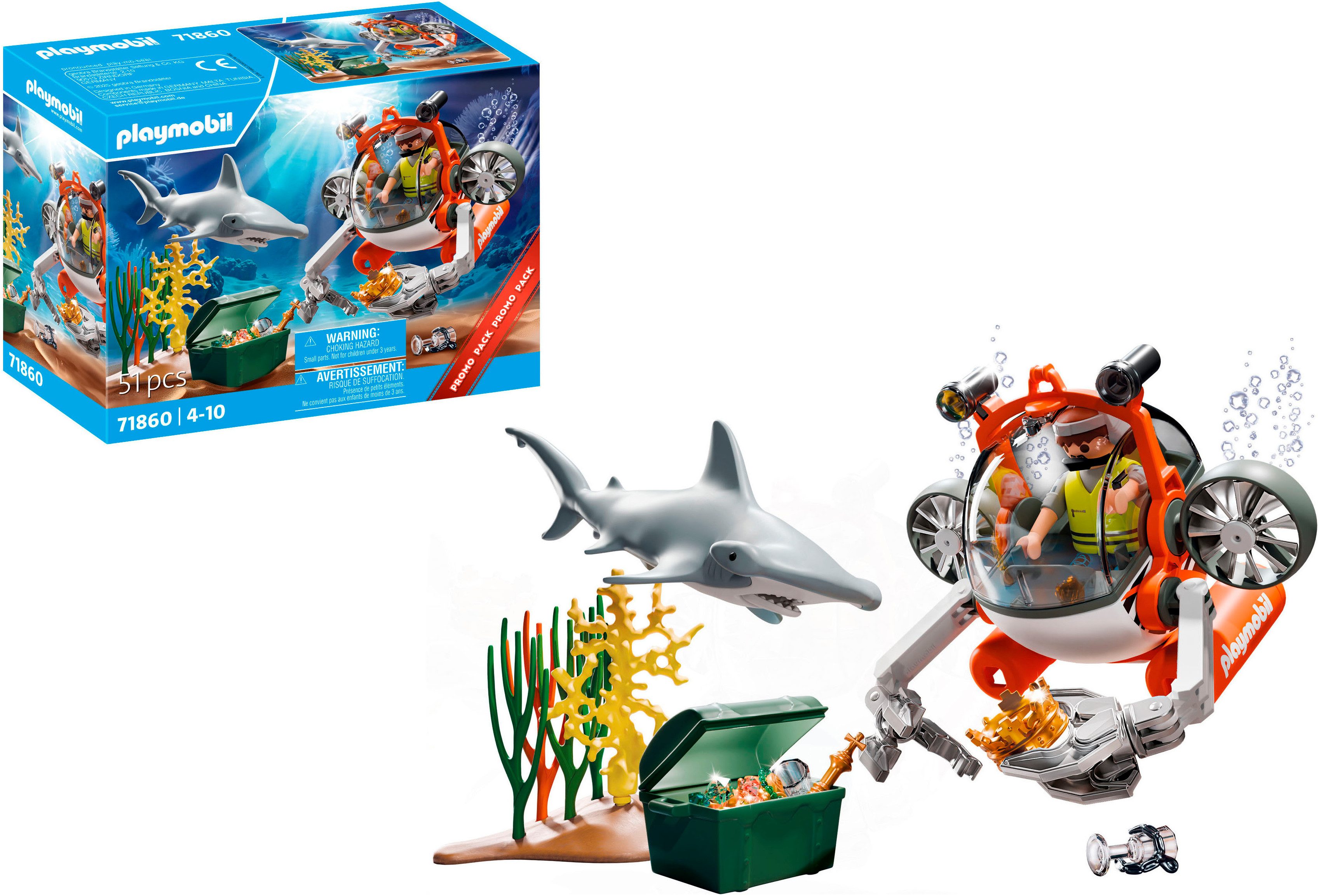Playmobil® Schatzsuche mit U-Boot (71860), Action Heroes Konstruktions-Spie günstig online kaufen