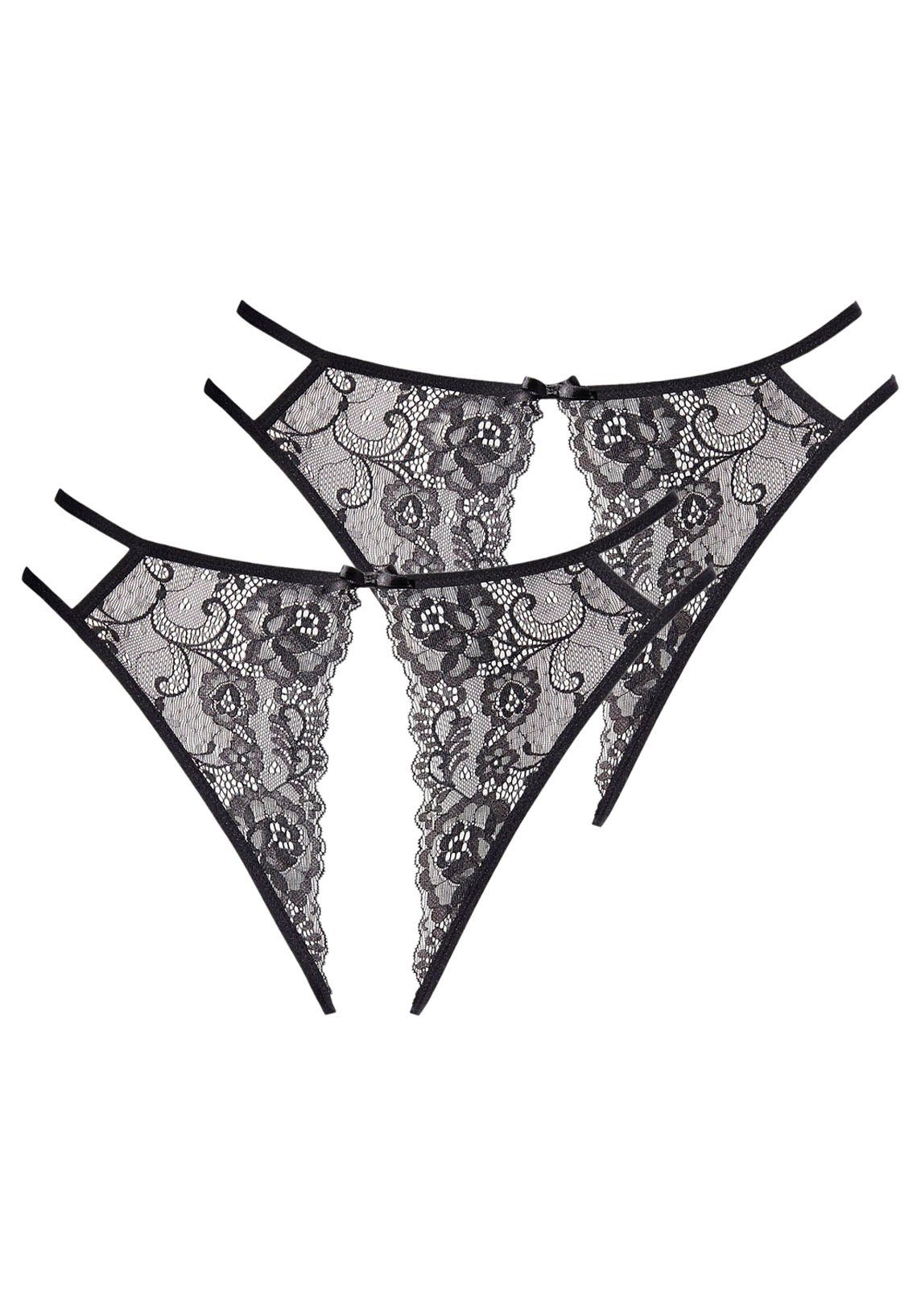 petite fleur gold Slip-Ouvert (Packung, 2 Stück) aus floraler Spitze im attraktiven Doppelpack, Reizwäsche
