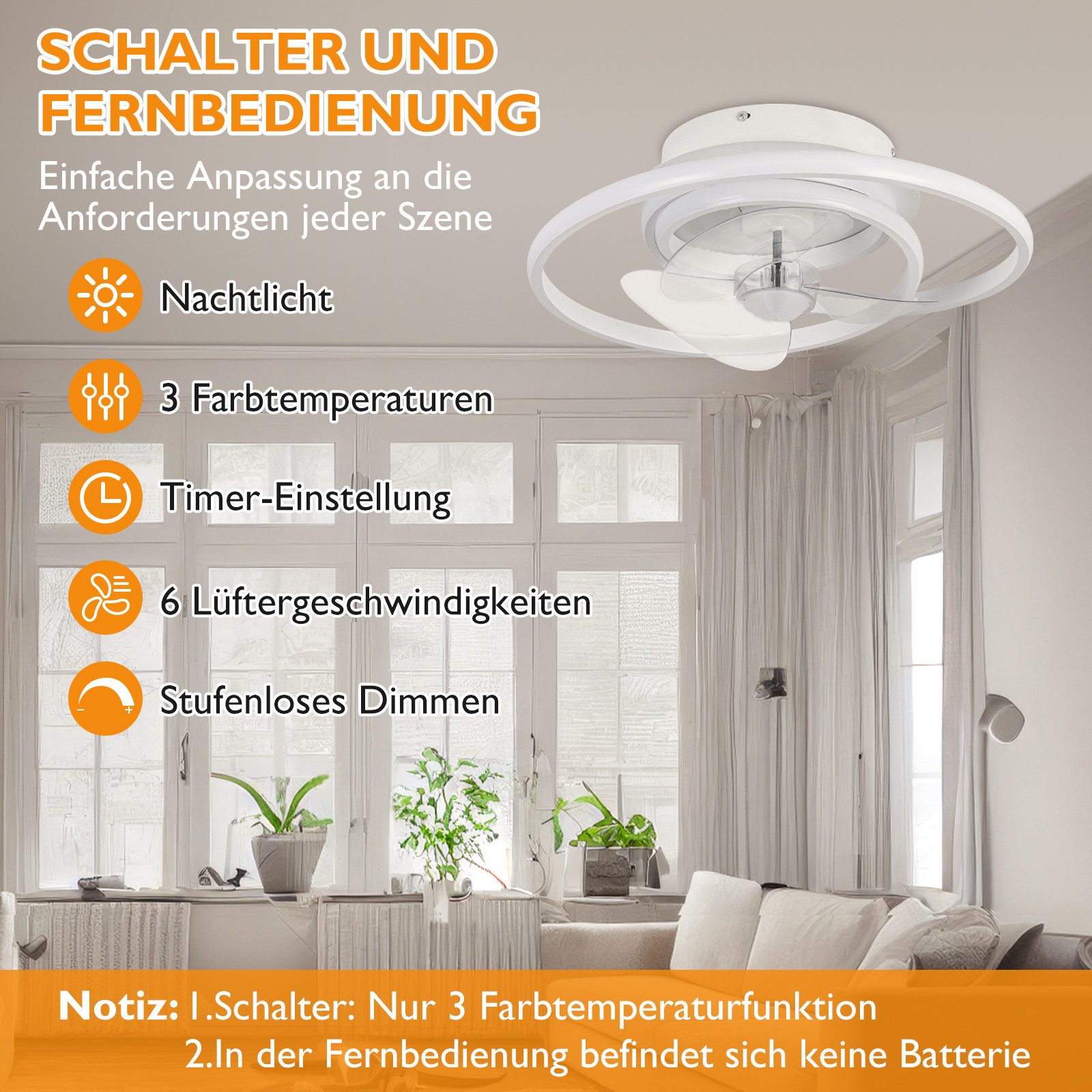 LMaxhome Deckenventilator mit Beleuchtung Dimmbar Modern günstig online kaufen