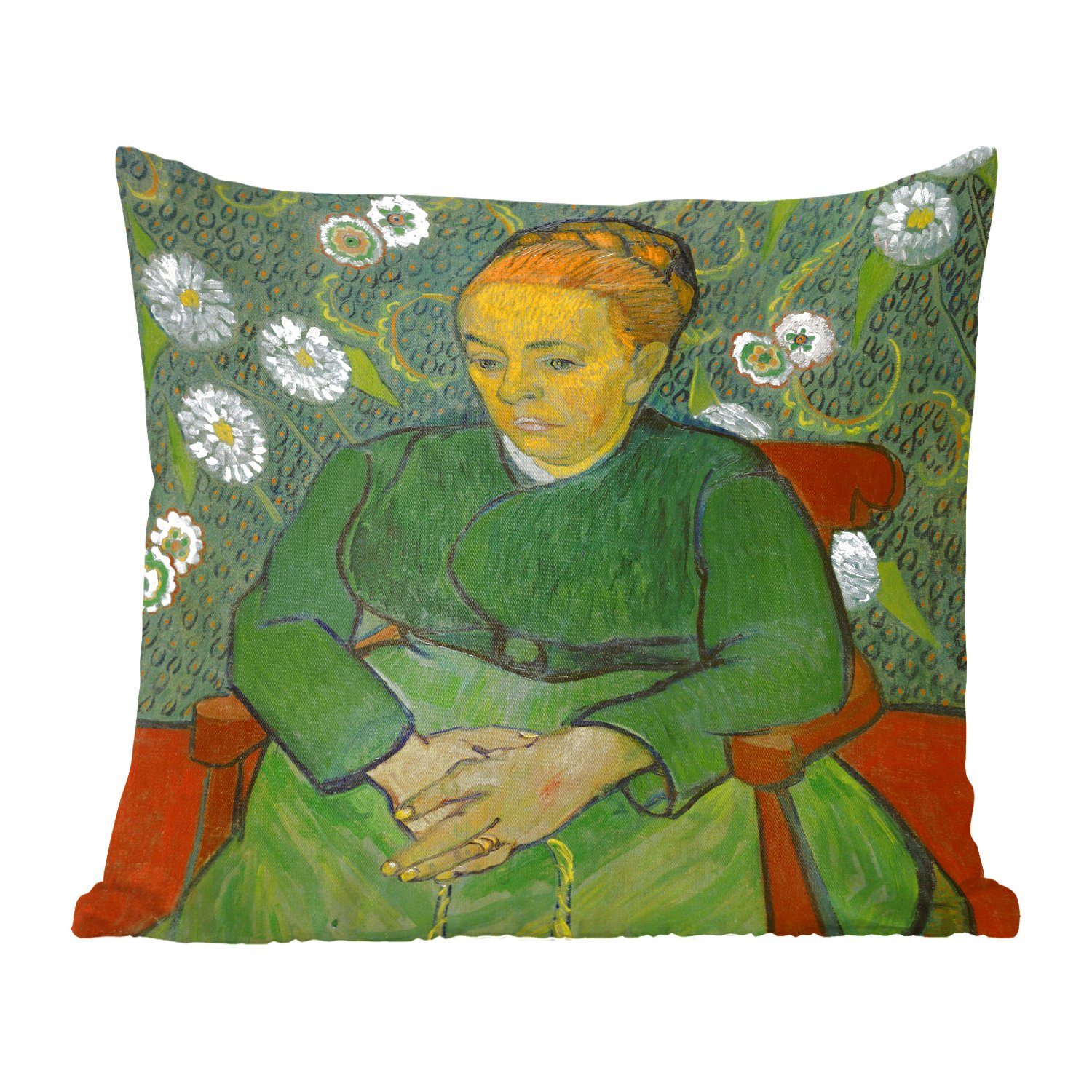 MuchoWow Dekokissen La berceuse (Porträt von Madame Roulin) - Vincent van Gogh, Zierkissen mit Füllung für Wohzimmer, Schlafzimmer, Deko, Sofakissen
