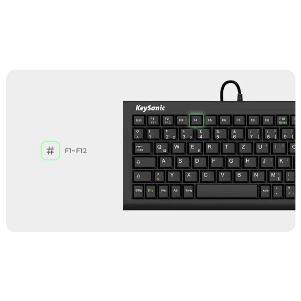 KEYSONIC ACK-3401U (UK) Kabelgebunden Tastatur UK-Englisch, QWERTY Schwarz Tastatur