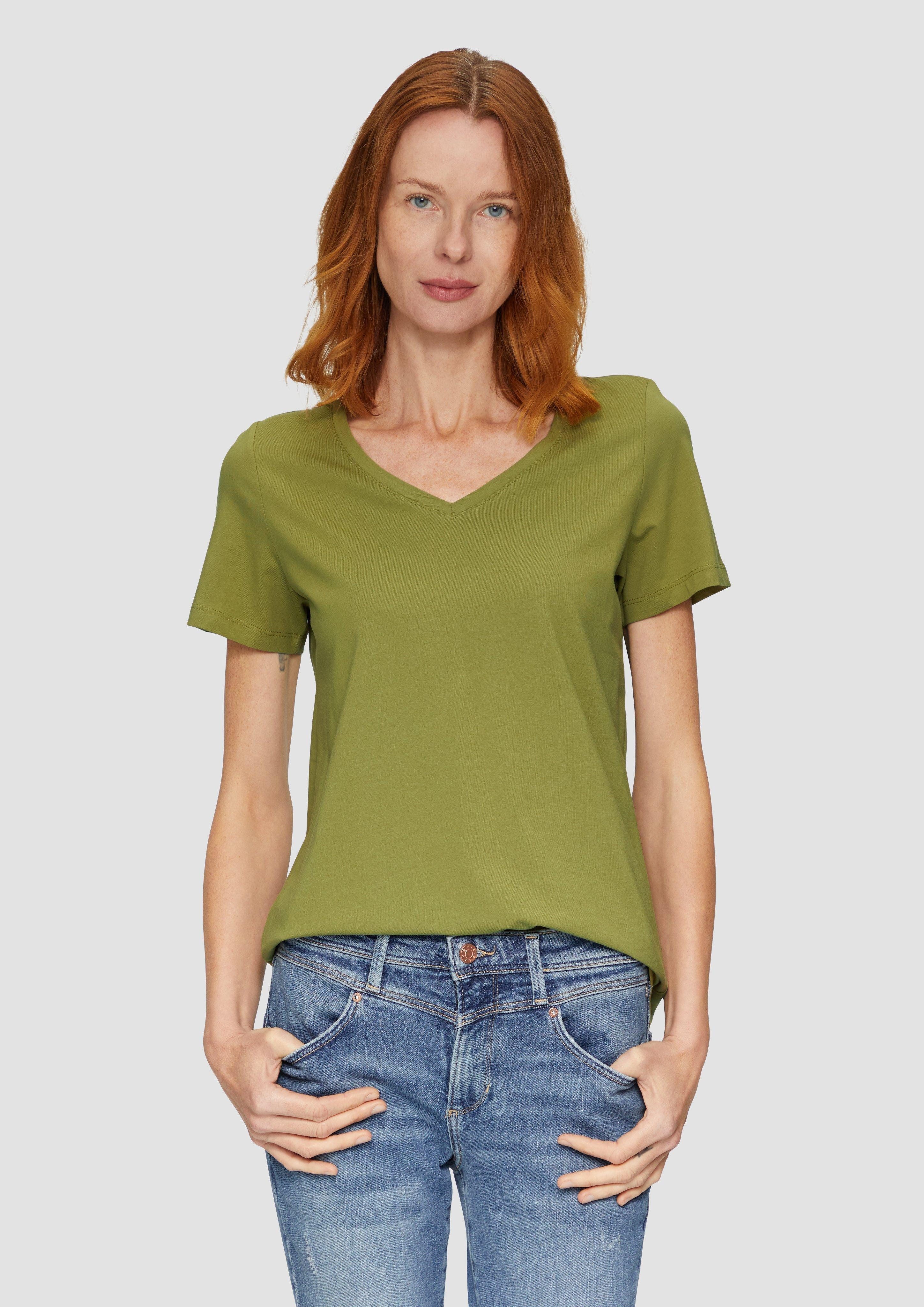 s.Oliver Kurzarmshirt T-Shirt mit V-Ausschnitt günstig online kaufen