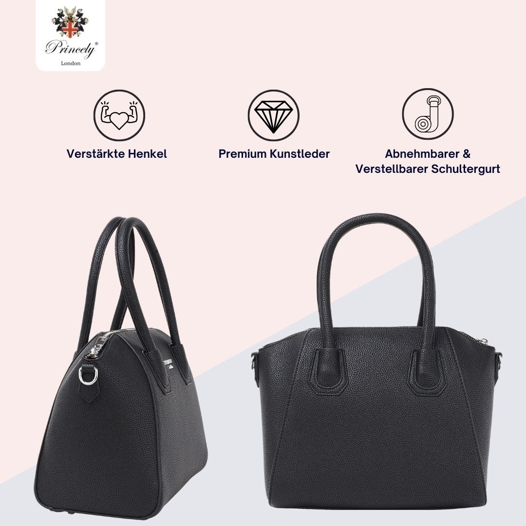 Princely London Henkeltasche Stella - Elegante Mittelgroße Damen Tasche mit abn. Schultergurt – Bild 4 von 5