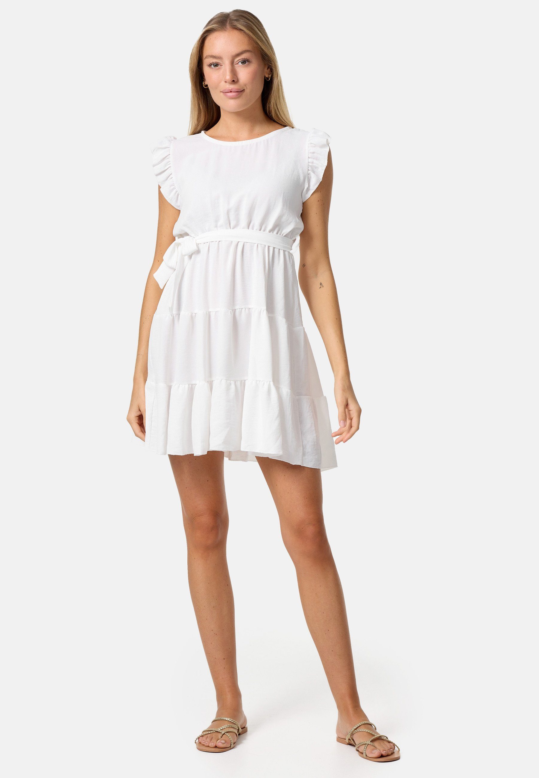 Rayshyne Minikleid PM-27 (Sommerkleid Midi Kleid mit Rüschen in Einheitsgröße)