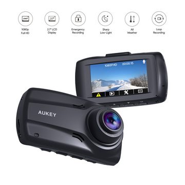 AUKEY Dual Dashcam G-Sensor FHD Vorne Hinten 170° Winkel Nachtsicht Dashcam (Full HD, siehe Bild, Bildstabilisator)