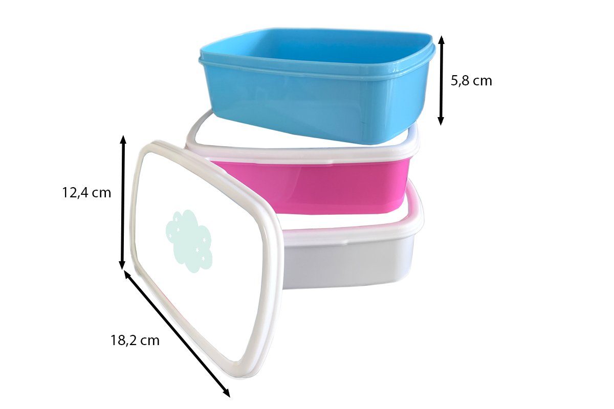 MuchoWow Lunchbox Wolke - für für - weiß - Kinder Sterne Mädchen Brotbox Jungs und Erwachsene, Kinder und Kunststoff, Pastell Brotdose, - Baby, (2-tlg)