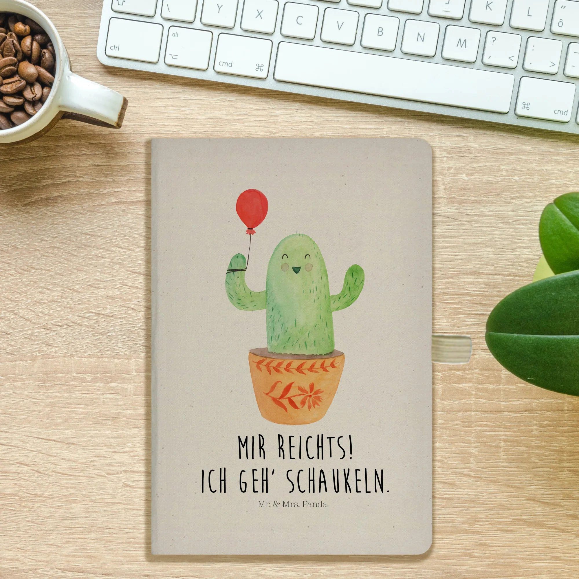 Thumbnail - Mr. & Mrs. Panda Notizbuch Kaktus Luftballon - Transparent - Geschenk, Stress, Freundin, Kakteen Mr. & Mrs. Panda, Inspi...