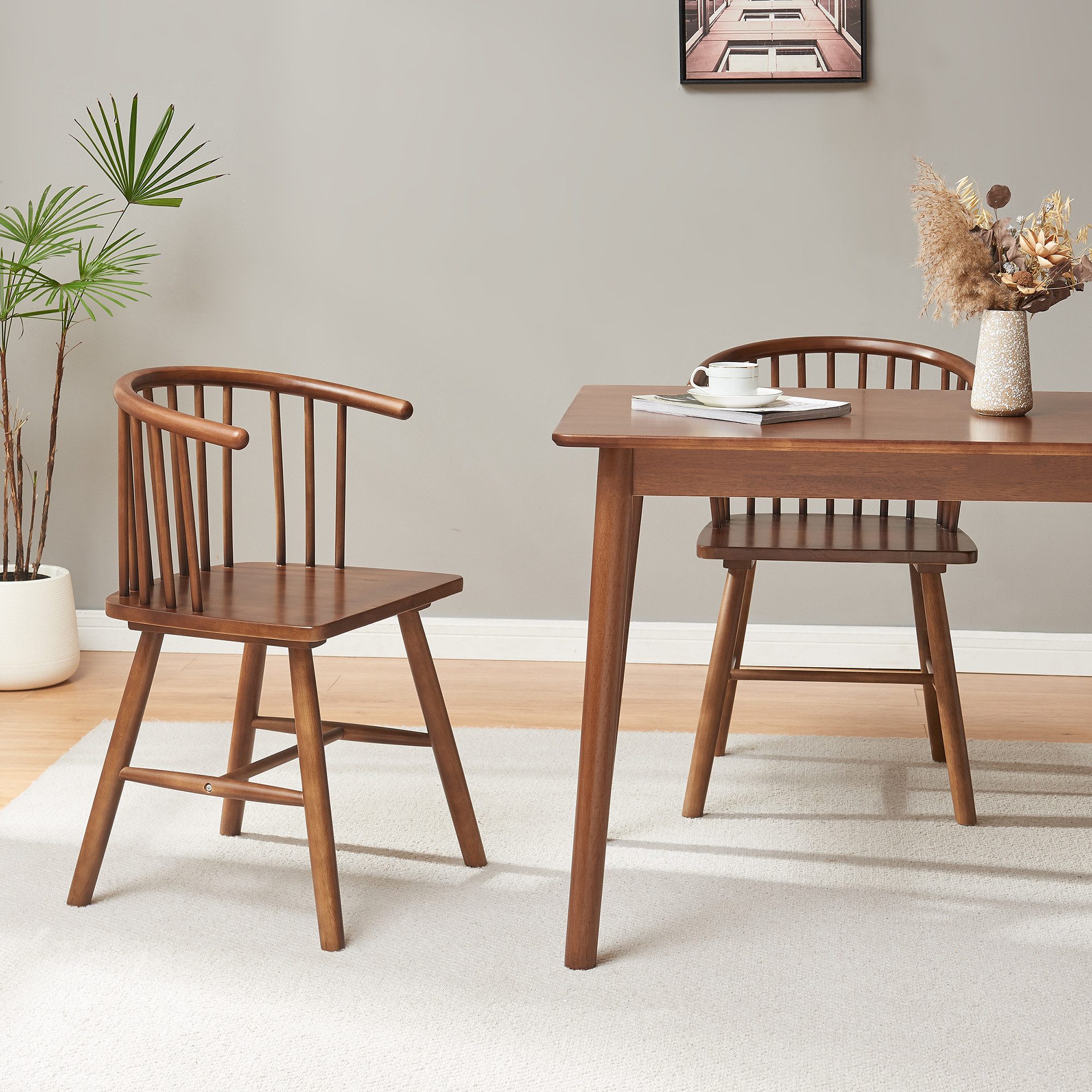 en.casa Esszimmerstuhl, »Stami« 79 x 53 x 48 cm Holz Walnussoptik günstig online kaufen